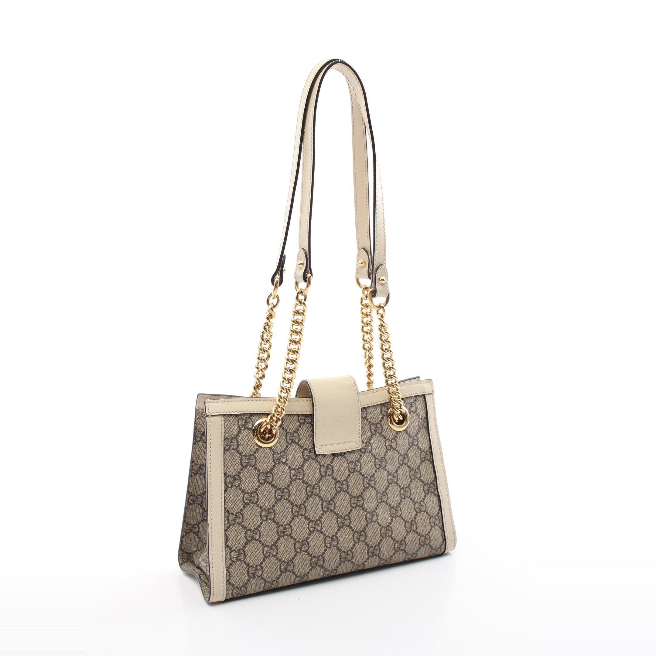 Gucci Gucci Padlock Gg Small Supreme Chain Shoulder Bag Leather Gray Beige Ivory Size ONE SIZE - 2 Thumbnail