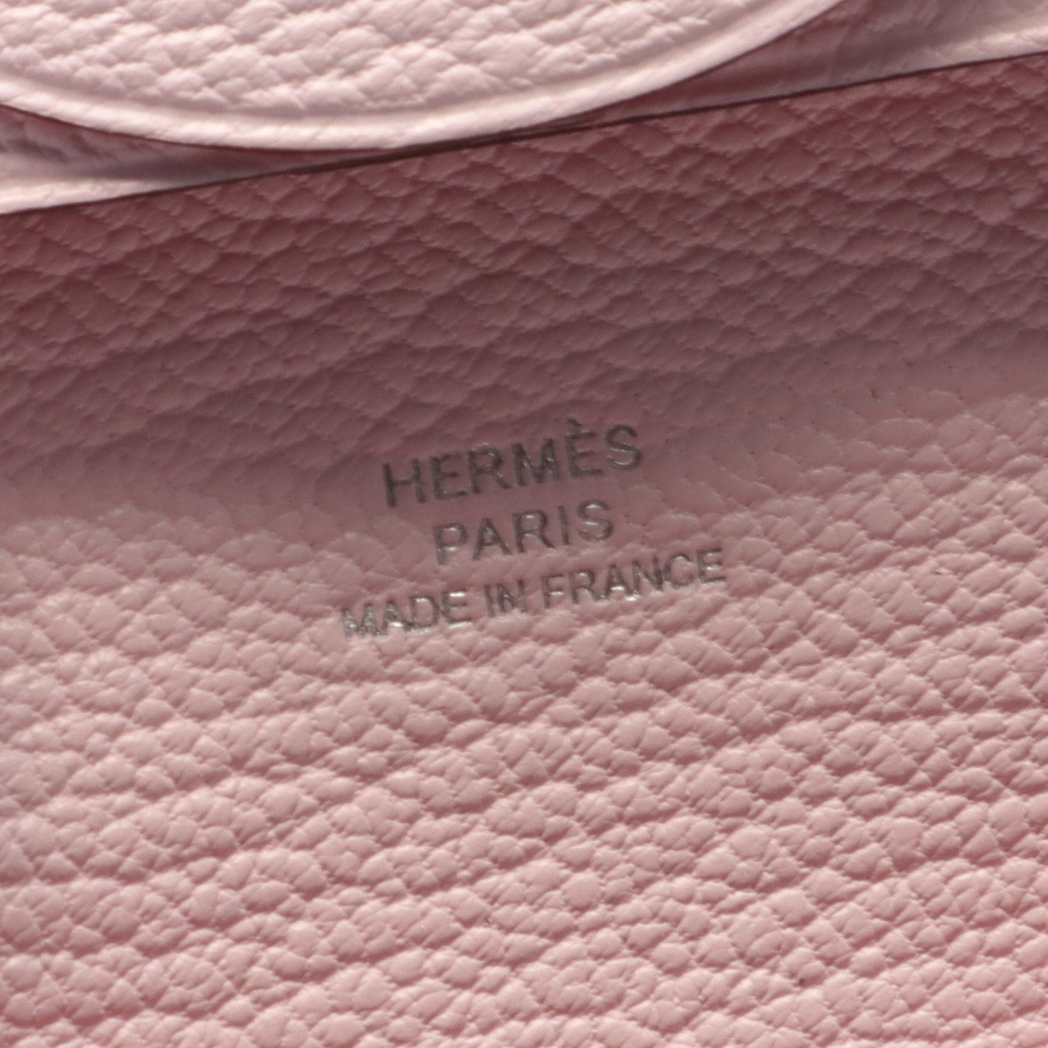 Hermes Hermes Bastia Mauve Pail Coin Purse Chevre Light Pink Silver Hardware Double Engraved Size ONE SIZE - 4 Thumbnail