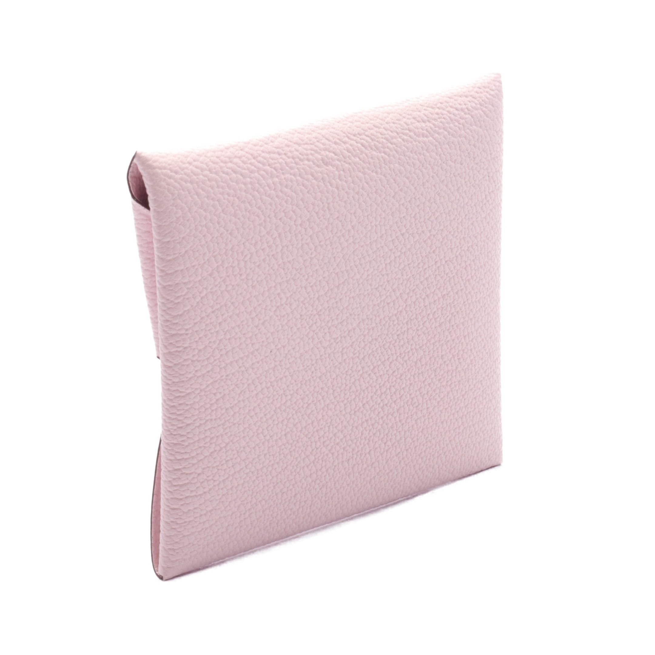 Hermes Hermes Bastia Mauve Pail Coin Purse Chevre Light Pink Silver Hardware Double Engraved Size ONE SIZE - 2 Thumbnail