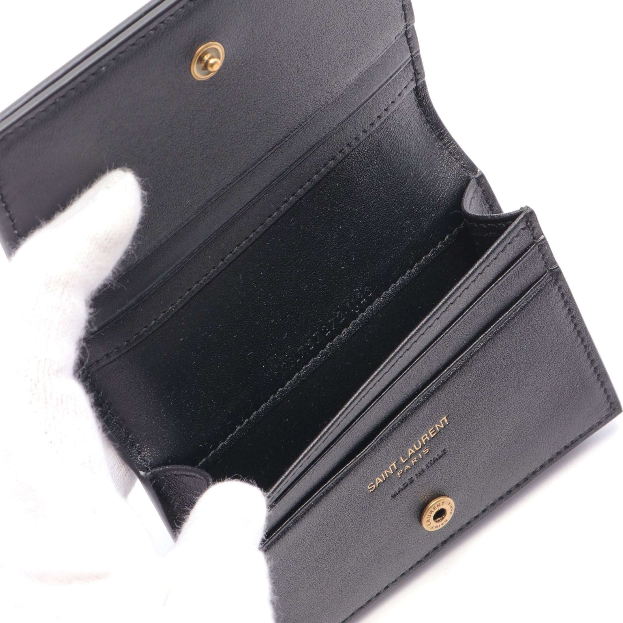 Yves Saint Laurent Yves Saint Laurent Cassandra Flap Card Case Patent Leather Black Size ONE SIZE - 3 Thumbnail
