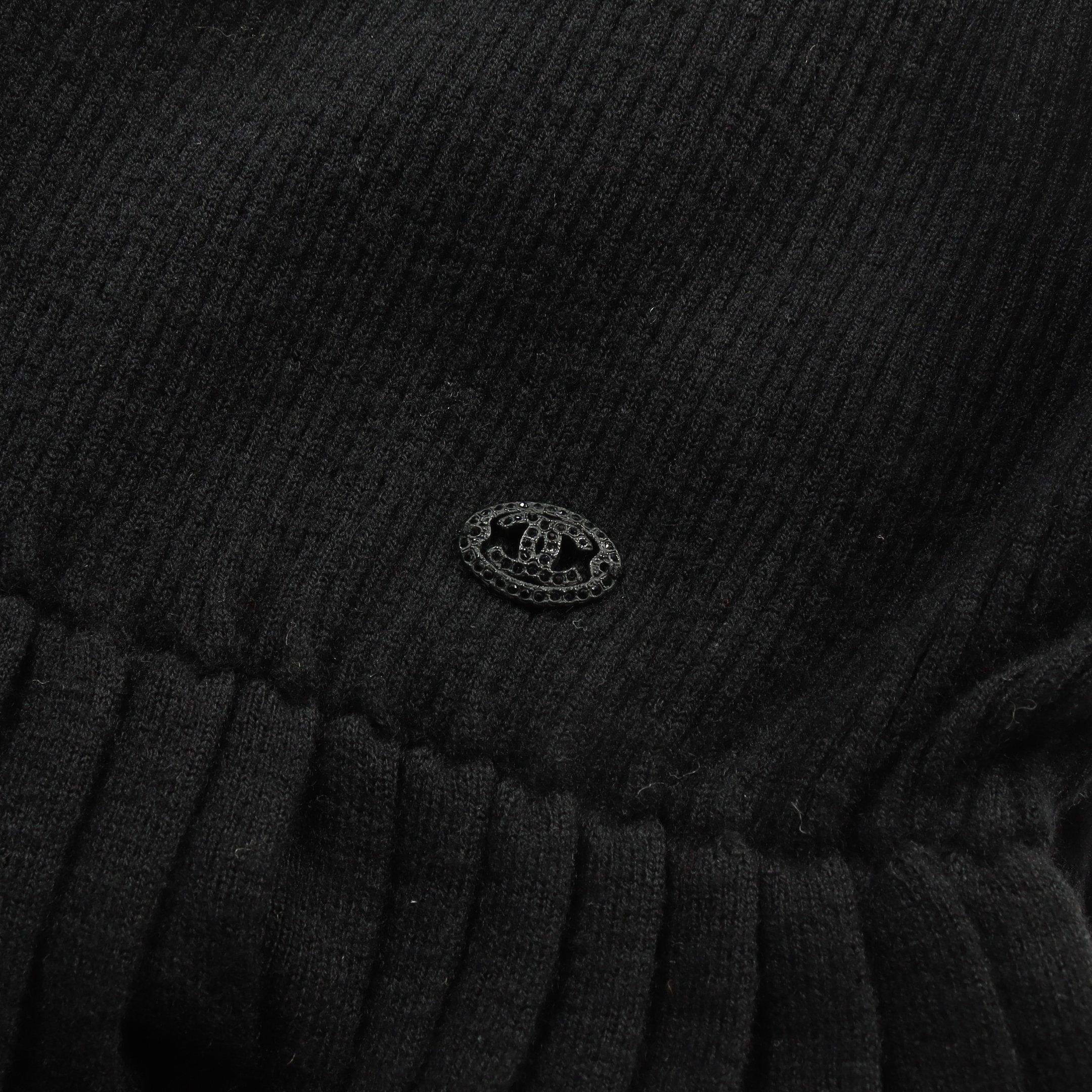 Chanel Chanel Pleats Rib Knit Dress Wool Black 07A Size ONE SIZE - 7 Thumbnail