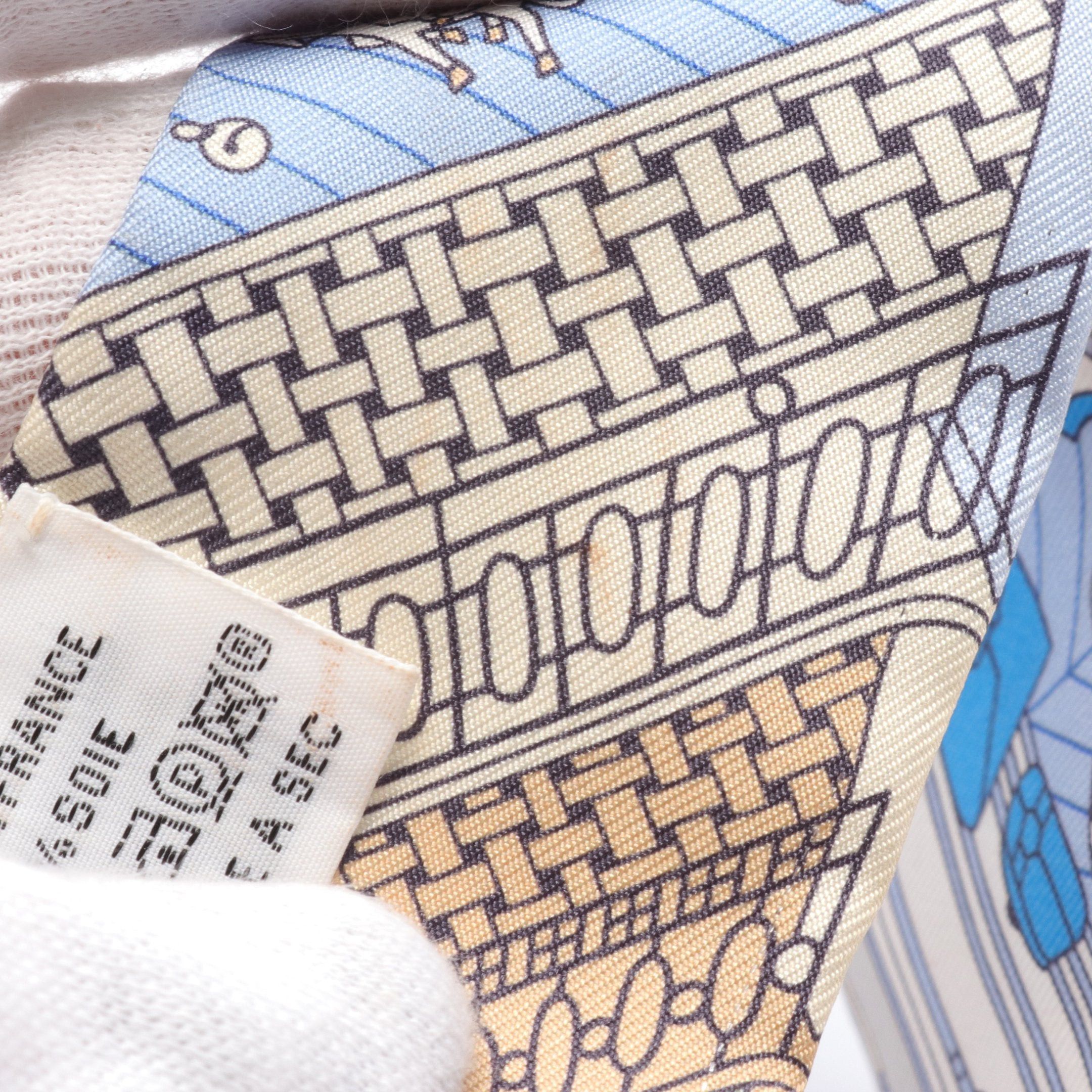 Hermes Hermes Twilly Objets De Curiosite Ribbon Scarf Silk Light Blue Multicolor Size ONE SIZE - 4 Thumbnail