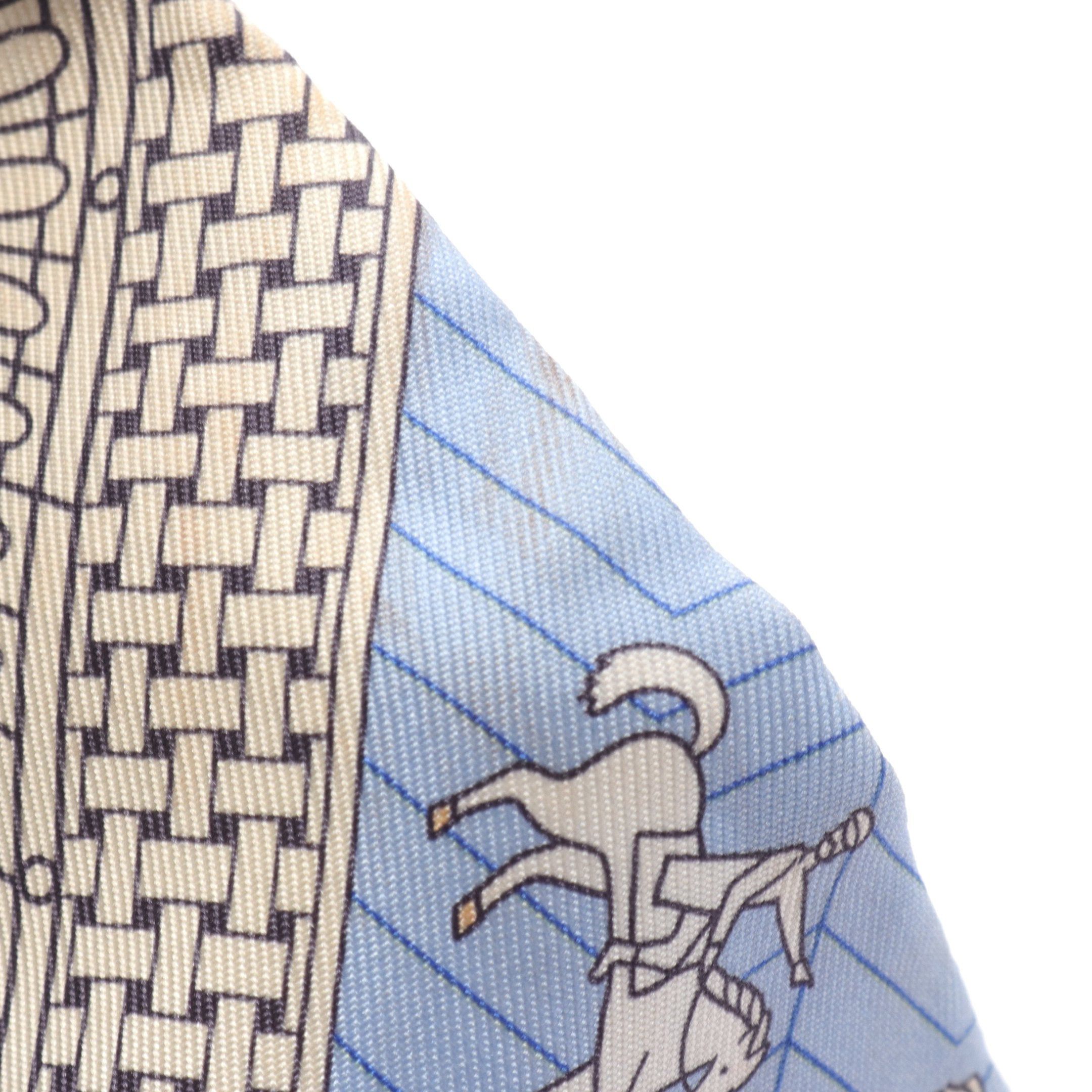 Hermes Hermes Twilly Objets De Curiosite Ribbon Scarf Silk Light Blue Multicolor Size ONE SIZE - 5 Thumbnail
