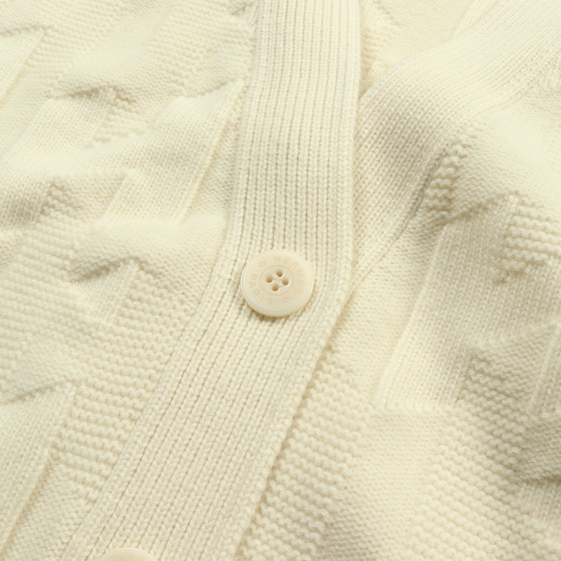 Hermes Hermes H Embossing Cardigan Wool Off White Size ONE SIZE - 6 Thumbnail