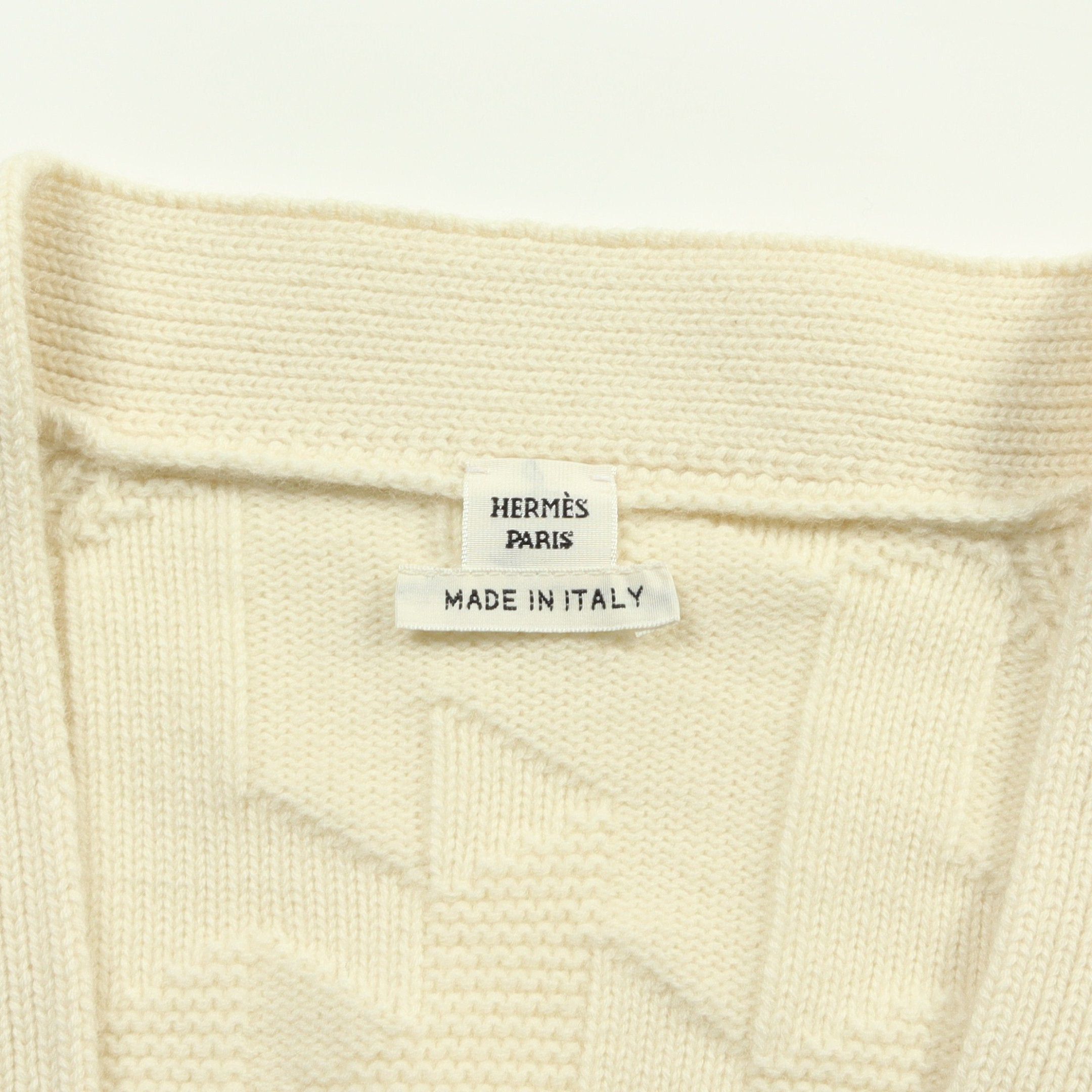 Hermes Hermes H Embossing Cardigan Wool Off White Size ONE SIZE - 3 Thumbnail