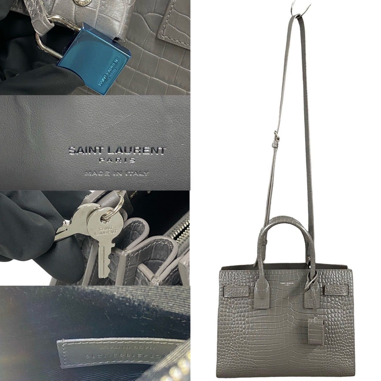 Yves Saint Laurent Yves Saint Laurent Shoulder Bag Gray Leather Size ONE SIZE - 3 Thumbnail