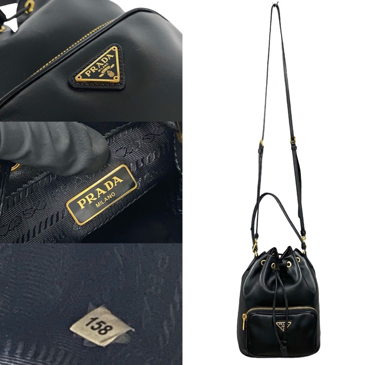 Prada Prada Shoulder Bag Black Leather Size ONE SIZE - 3 Thumbnail