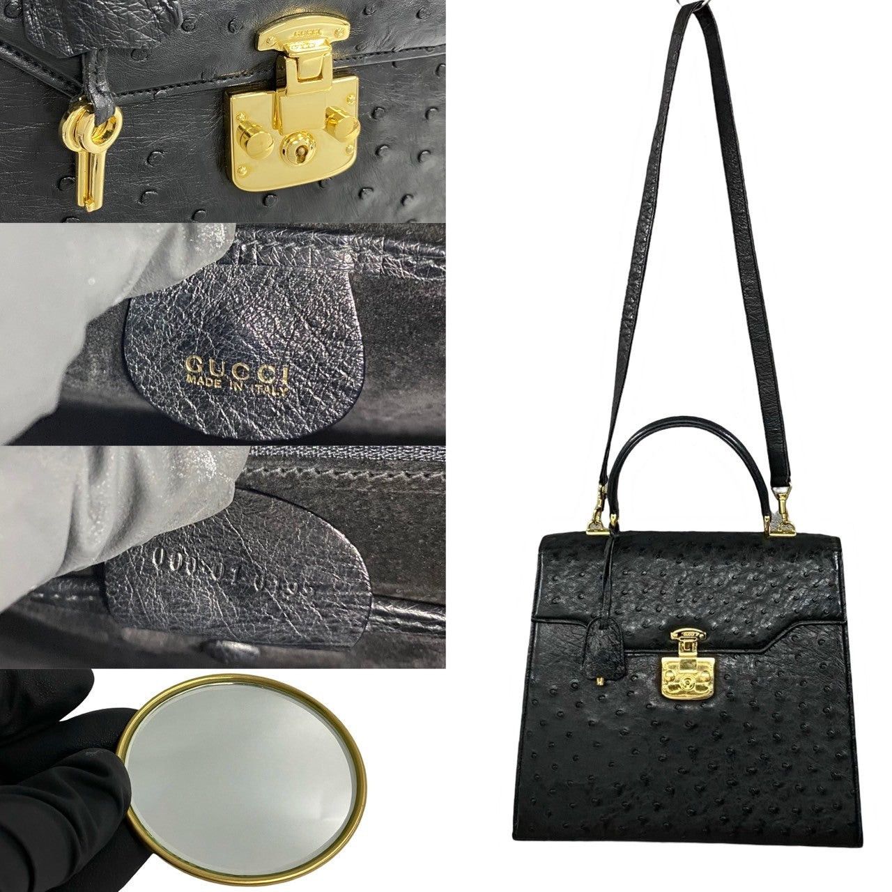 Gucci Gucci Shoulder Bag Black Ostrich Size ONE SIZE - 3 Thumbnail