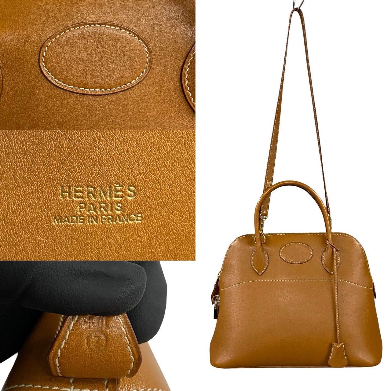 Hermes Hermes Handbag Brown Leather Size ONE SIZE - 3 Thumbnail