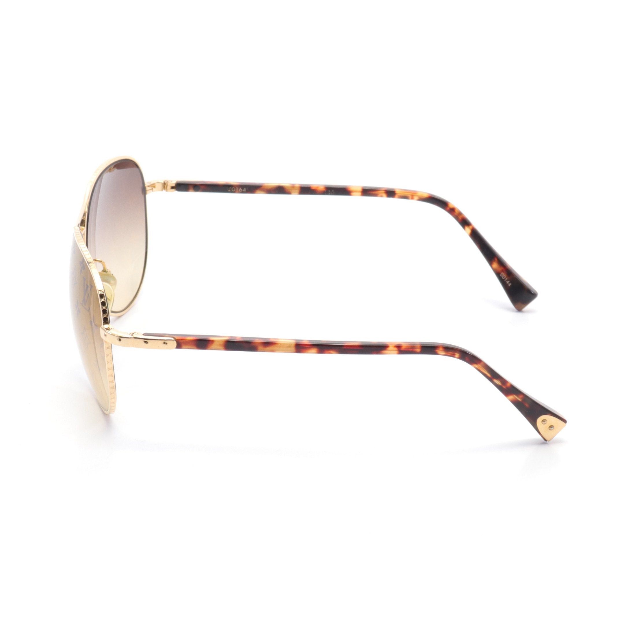 Louis Vuitton Louis Vuitton Conspiracion Pilot Sunglasses Gp Gold Brown Size ONE SIZE - 3 Thumbnail