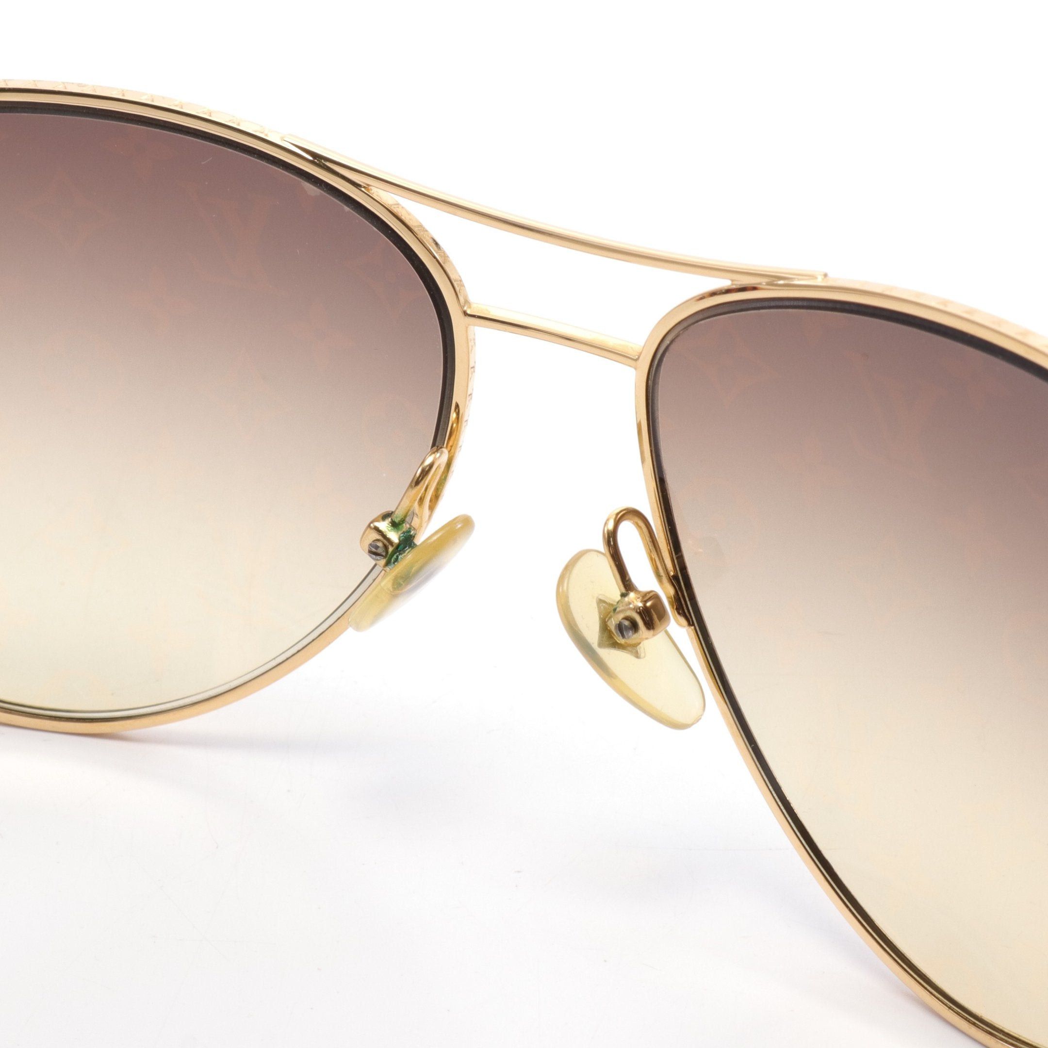 Louis Vuitton Louis Vuitton Conspiracion Pilot Sunglasses Gp Gold Brown Size ONE SIZE - 6 Thumbnail