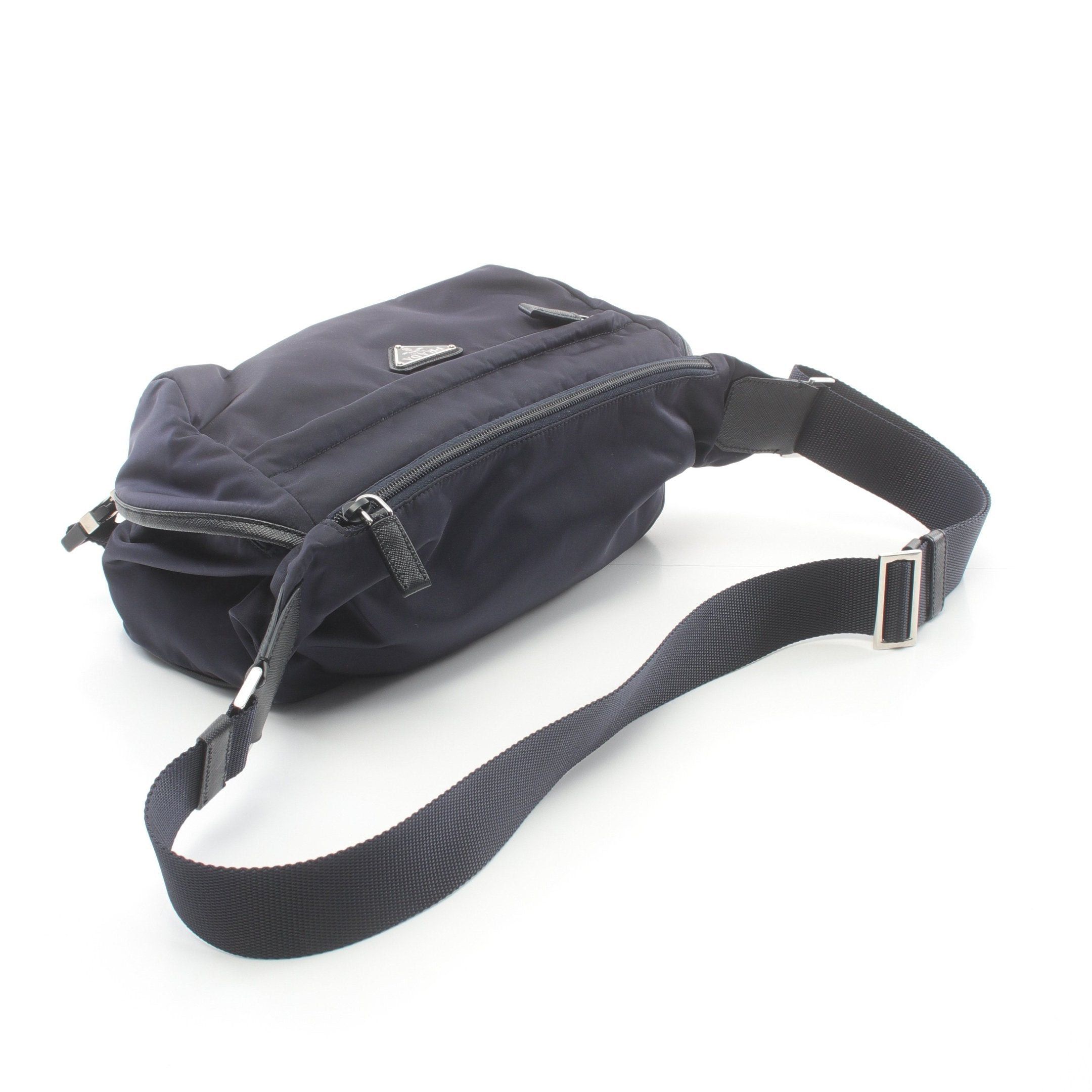 Prada Prada Re-Nylon Shoulder Bag Nylon Saffiano Leather Navy Black Size ONE SIZE - 2 Thumbnail