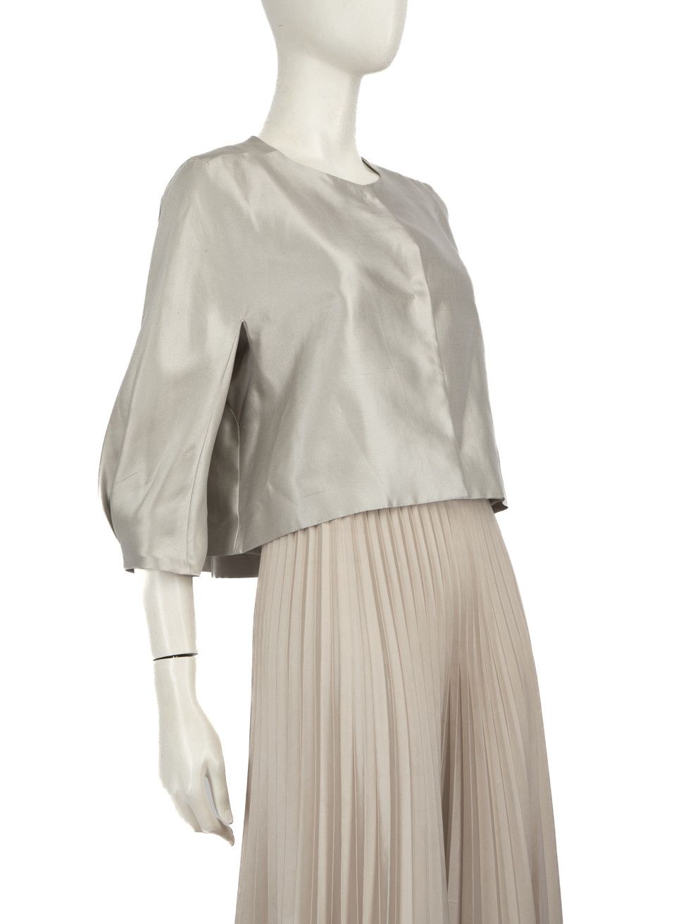 Max Mara Silver Cape Cropped Jacket Size M / US 6-8 / IT 42-44 - 2 Thumbnail
