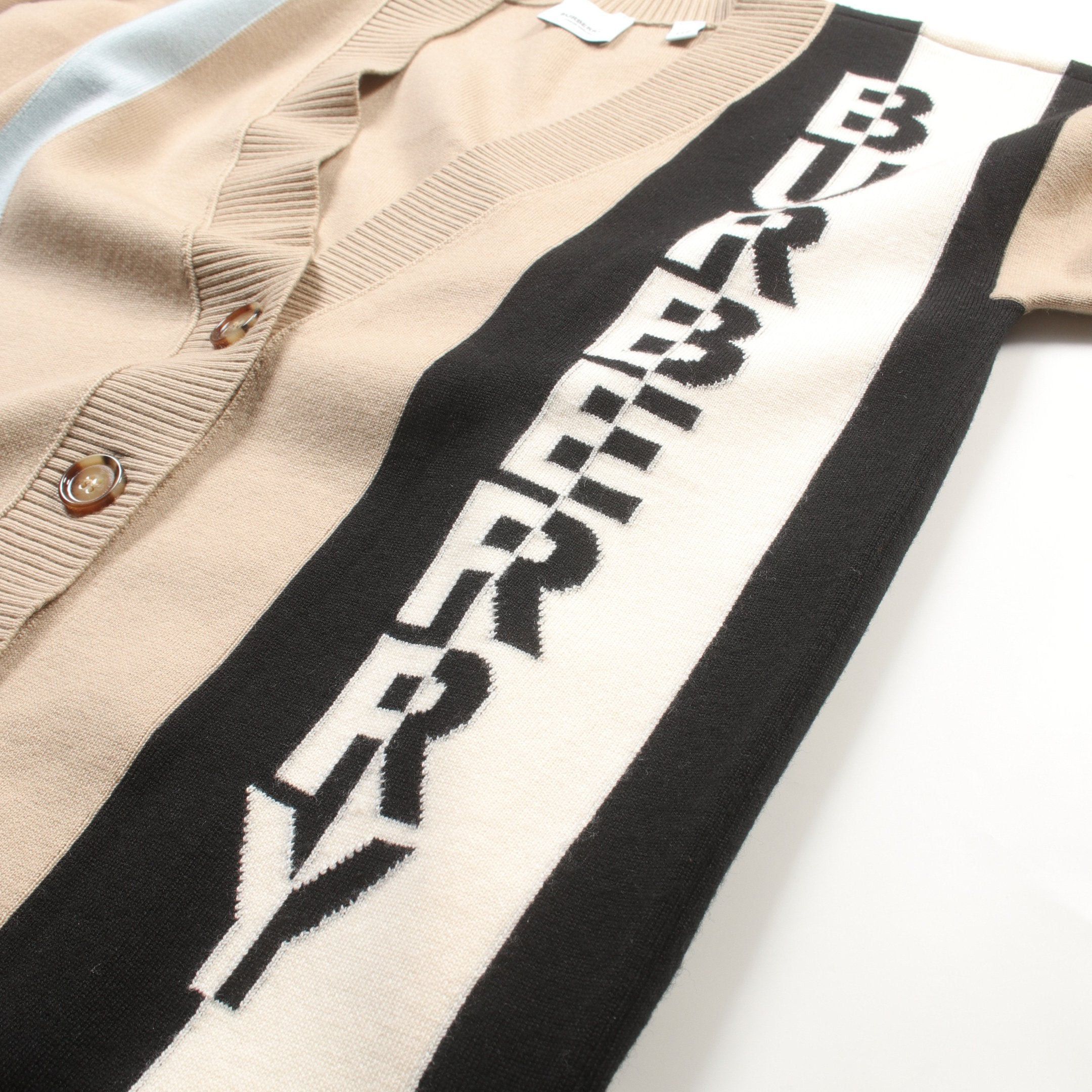 Burberry Burberry Cardigan V-Neck Logo Wool Beige Multicolor Size ONE SIZE - 6 Thumbnail