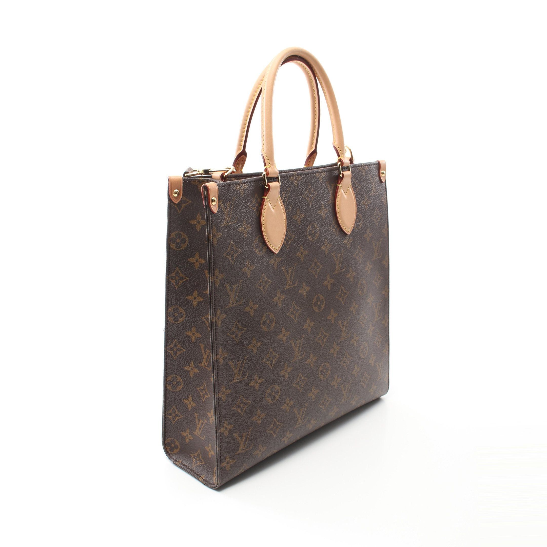 Louis Vuitton Louis Vuitton Sac Plat Pm Monogram Handbag Tote Bag Leather Brown Size ONE SIZE - 2 Thumbnail