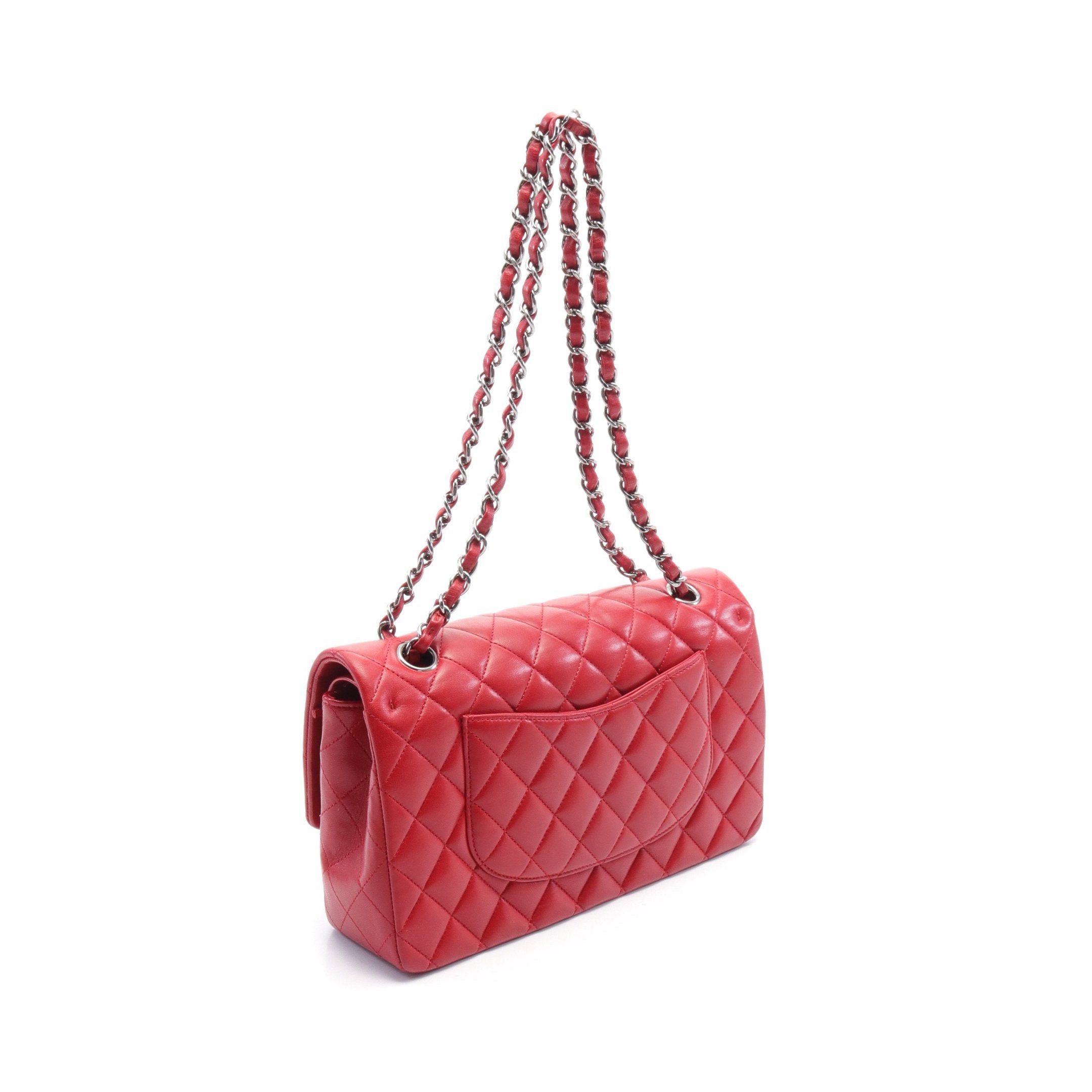 Chanel Chanel Matelasse Double Flap Chain Shoulder Bag Leather Red Silver Hardware Size ONE SIZE - 2 Thumbnail