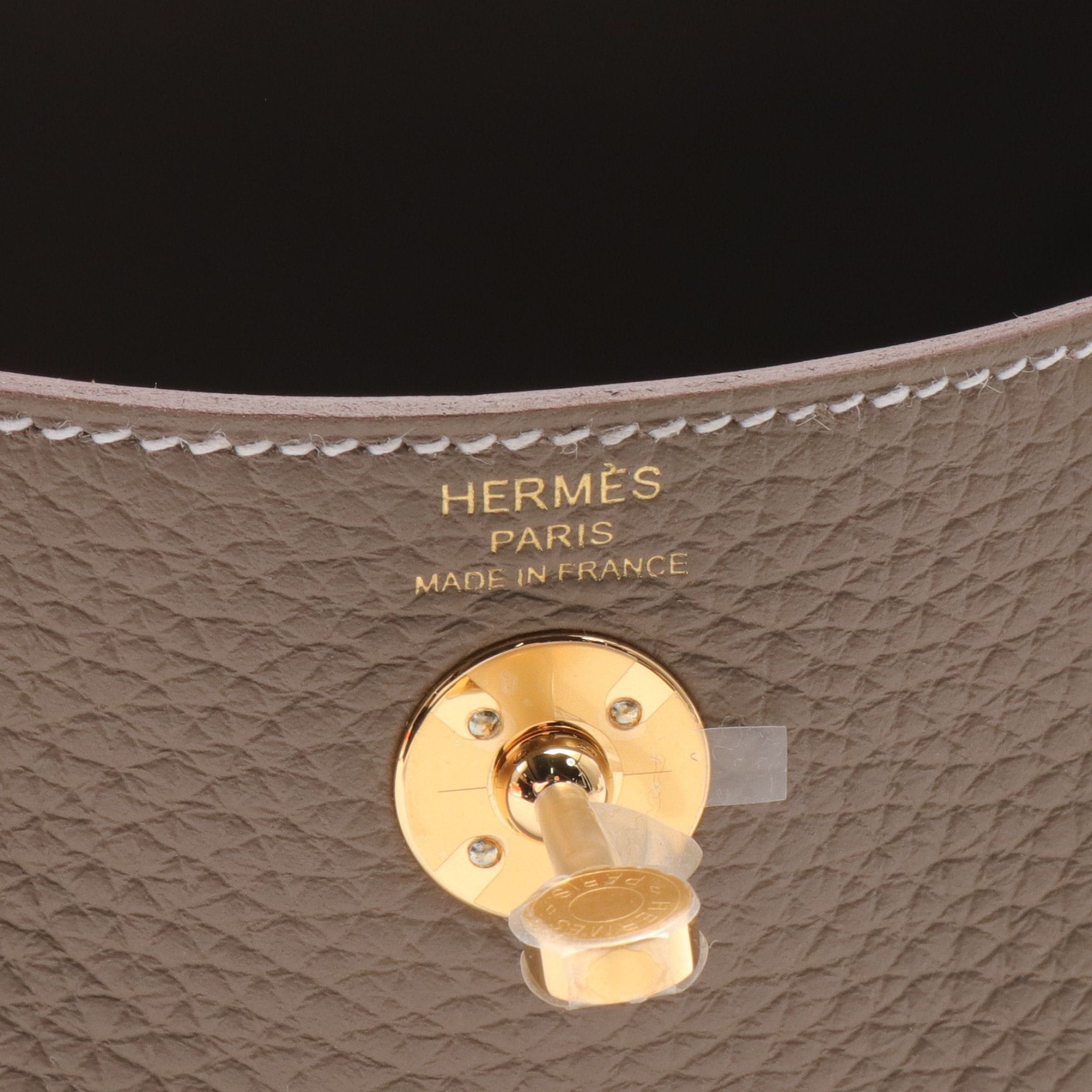 Hermes Hermes Lindy Mini Etoupe Shoulder Bag Clemence Leather Gray Brown Gold Hardware Double Engraved Size ONE SIZE - 4 Thumbnail