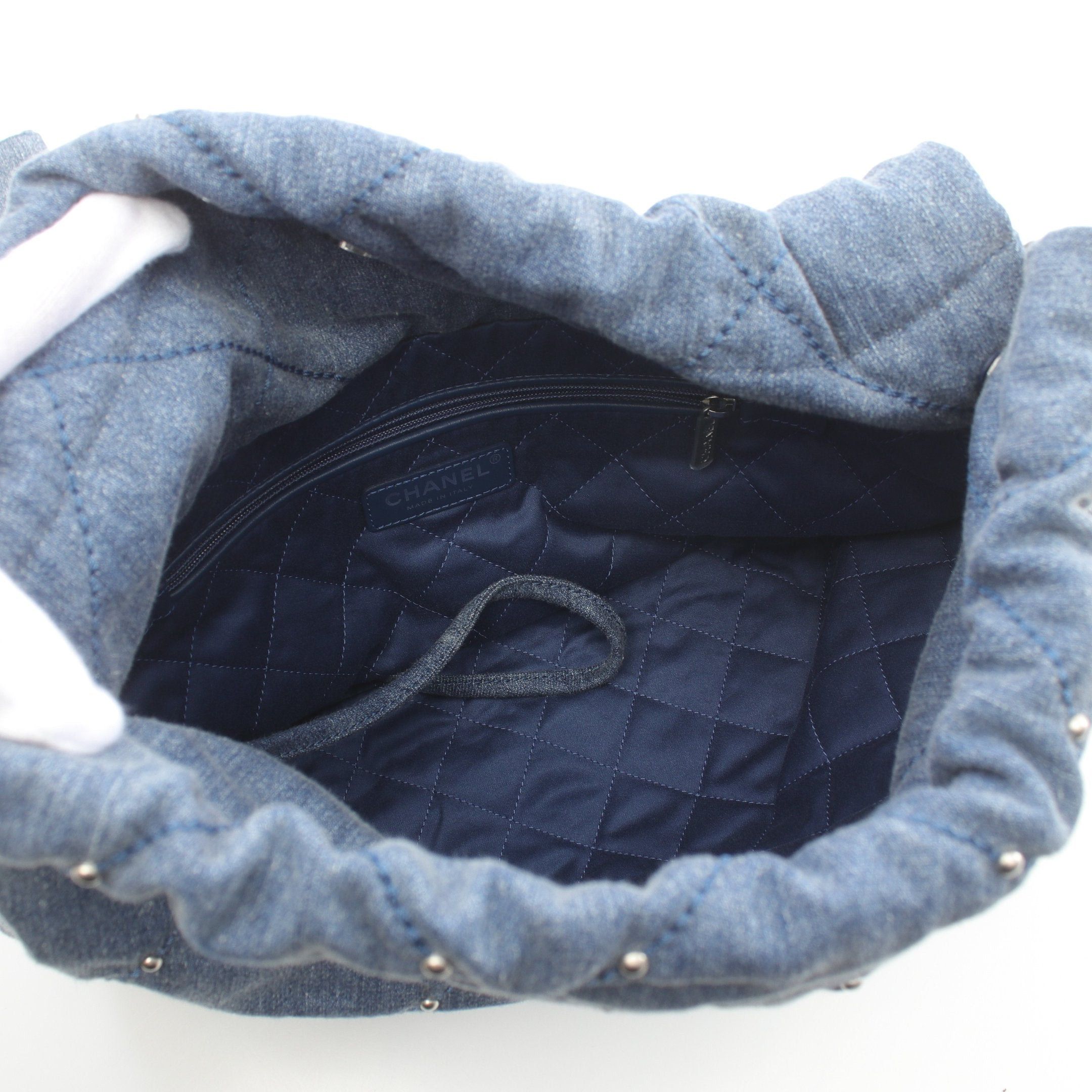 Chanel Chanel Chanel 22 Small Chain Shoulder Bag Denim Indigo Blue Silver Hardware Wash Processing Size ONE SIZE - 3 Thumbnail
