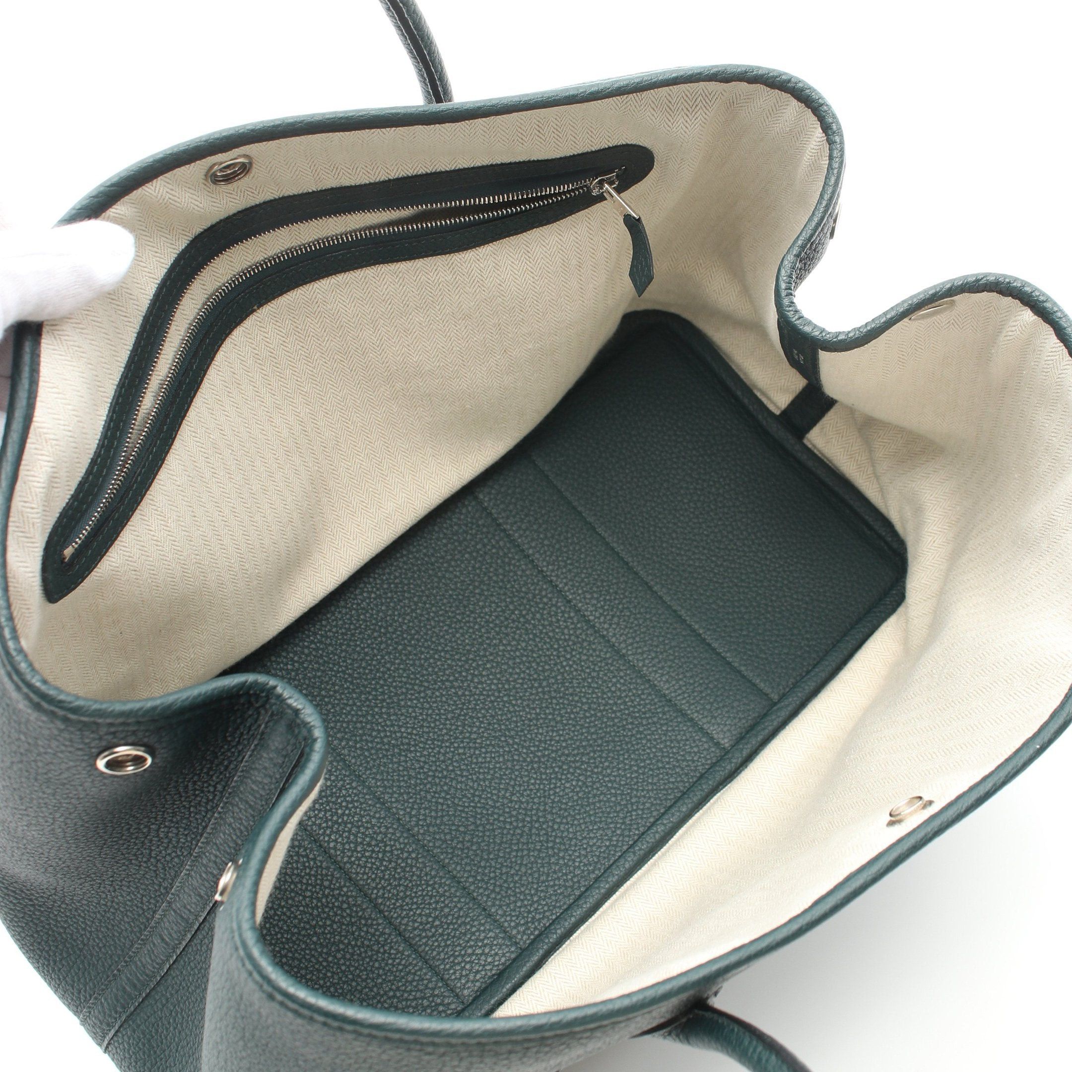 Hermes Hermes Garden Party Pm Handbag Tote Bag Negonda Leather Dark Green Silver Hardware C Engraved Size ONE SIZE - 3 Thumbnail
