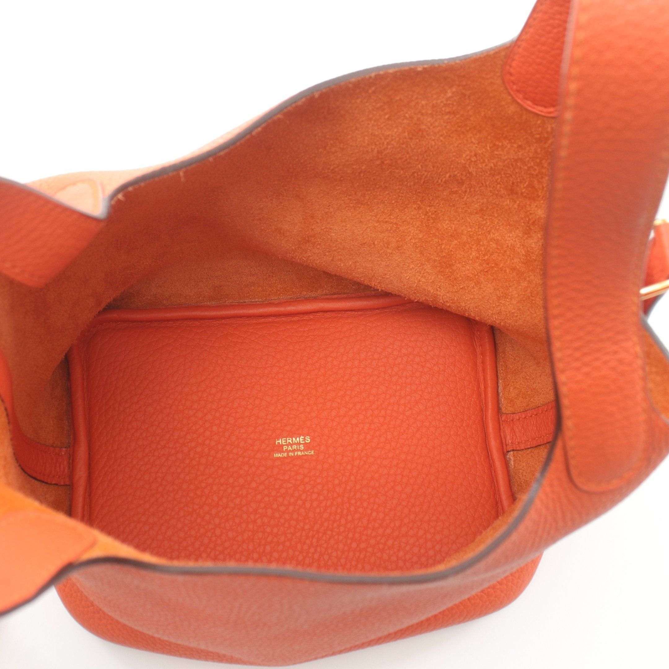 Hermes Hermes Picotan Lock Pm Handbag Clemence Leather Orange Gold Hardware Y Stamp Size ONE SIZE - 3 Thumbnail