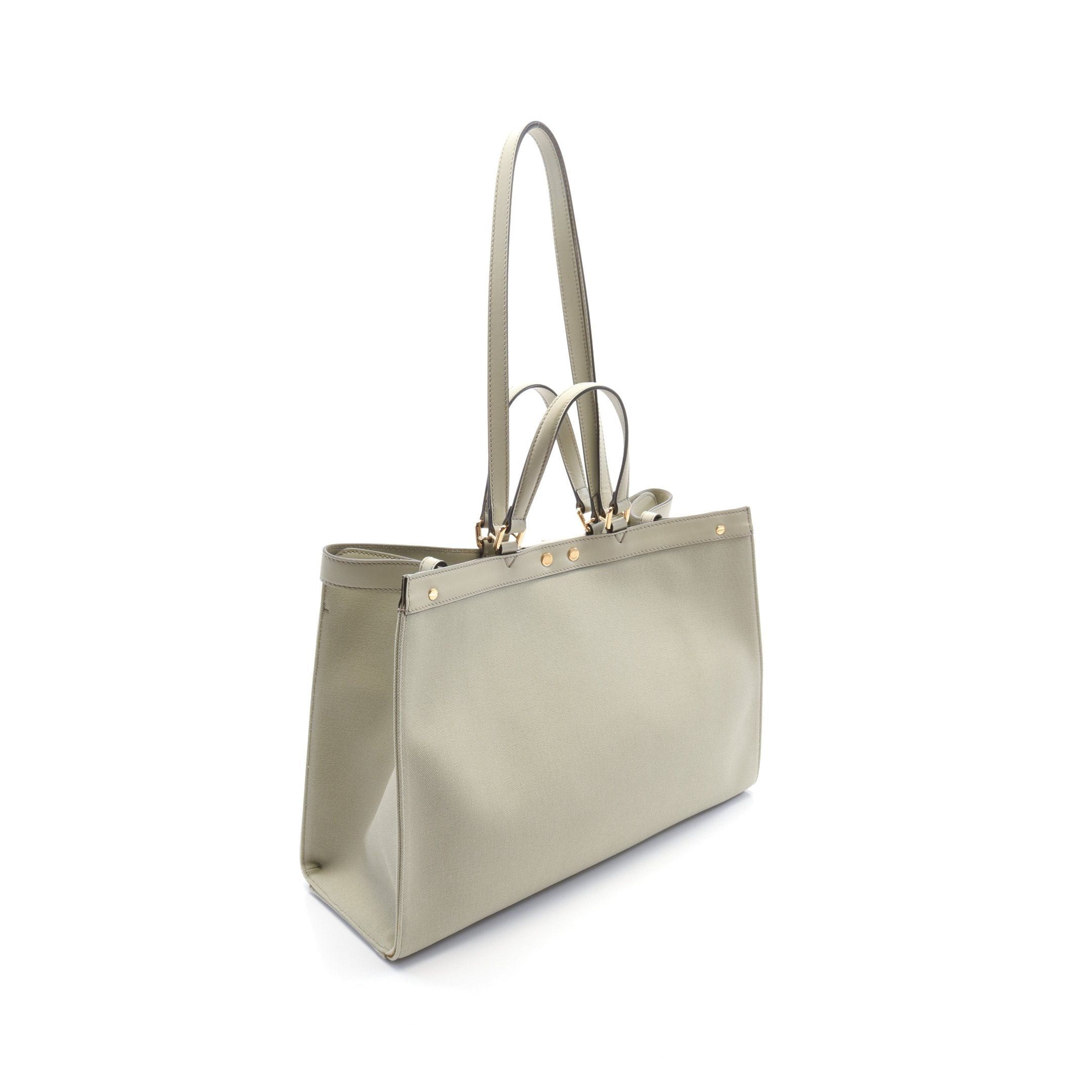 Fendi Fendi Peekaboo X Tote Medium Handbag Bag Canvas Leather Gray Green Size ONE SIZE - 2 Thumbnail