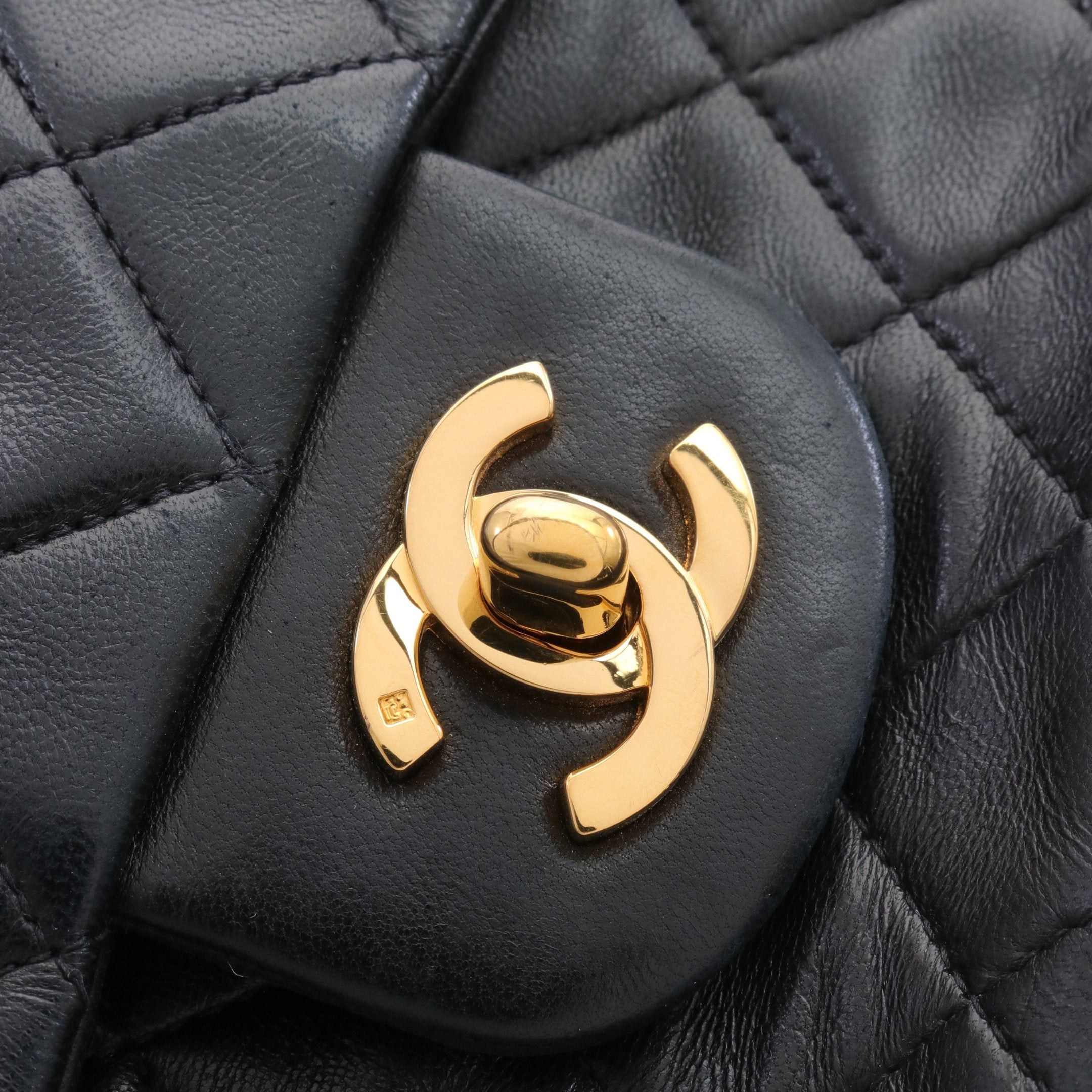 Chanel Chanel Matelasse Double Flap Chain Shoulder Bag Lambskin Black Gold Hardware Size ONE SIZE - 8 Thumbnail