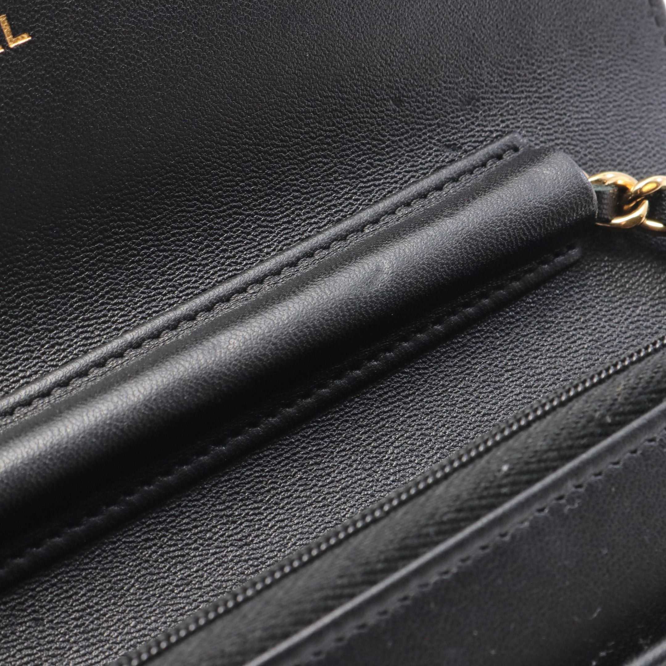 Chanel Chanel Matelasse Chain Wallet Lambskin Black Gold Hardware Size ONE SIZE - 6 Thumbnail