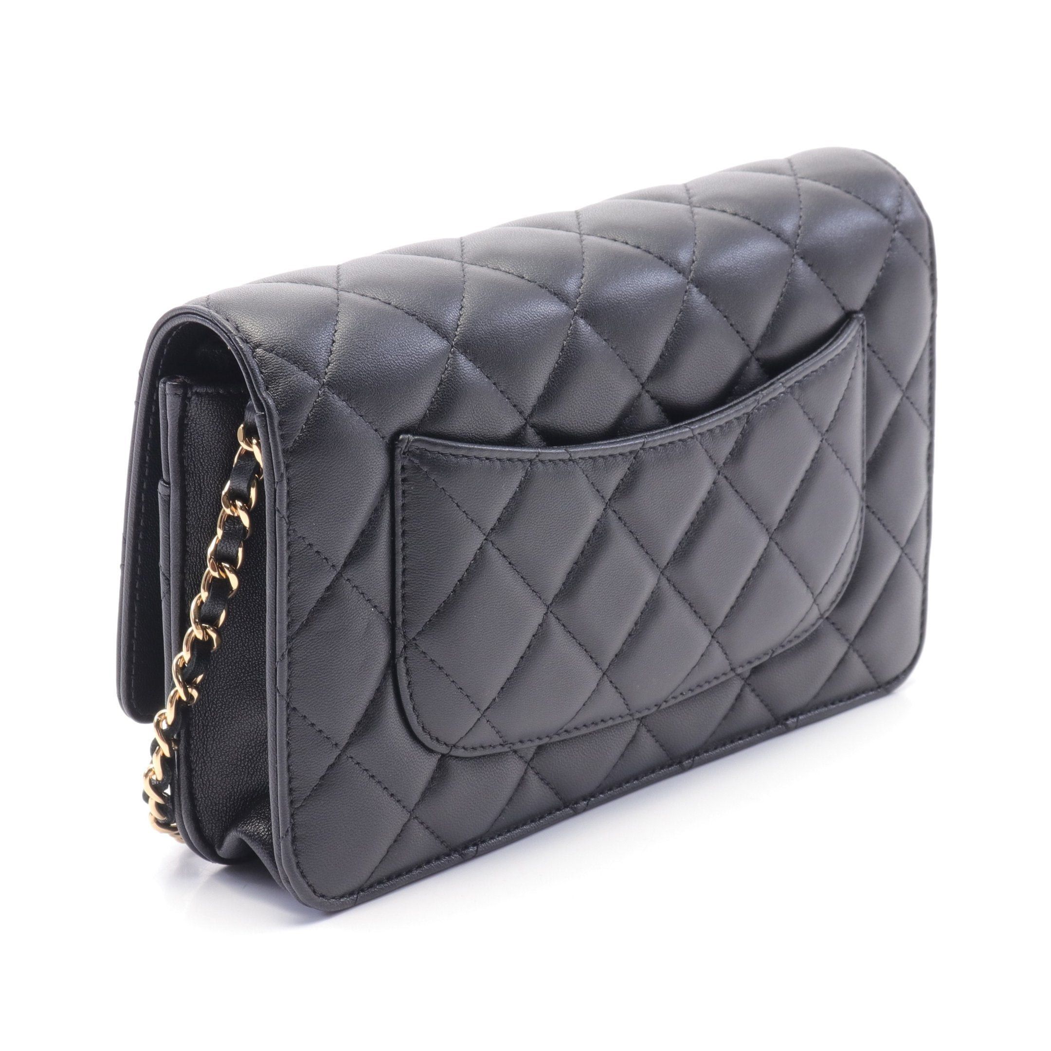 Chanel Chanel Matelasse Chain Wallet Lambskin Black Gold Hardware Size ONE SIZE - 2 Thumbnail