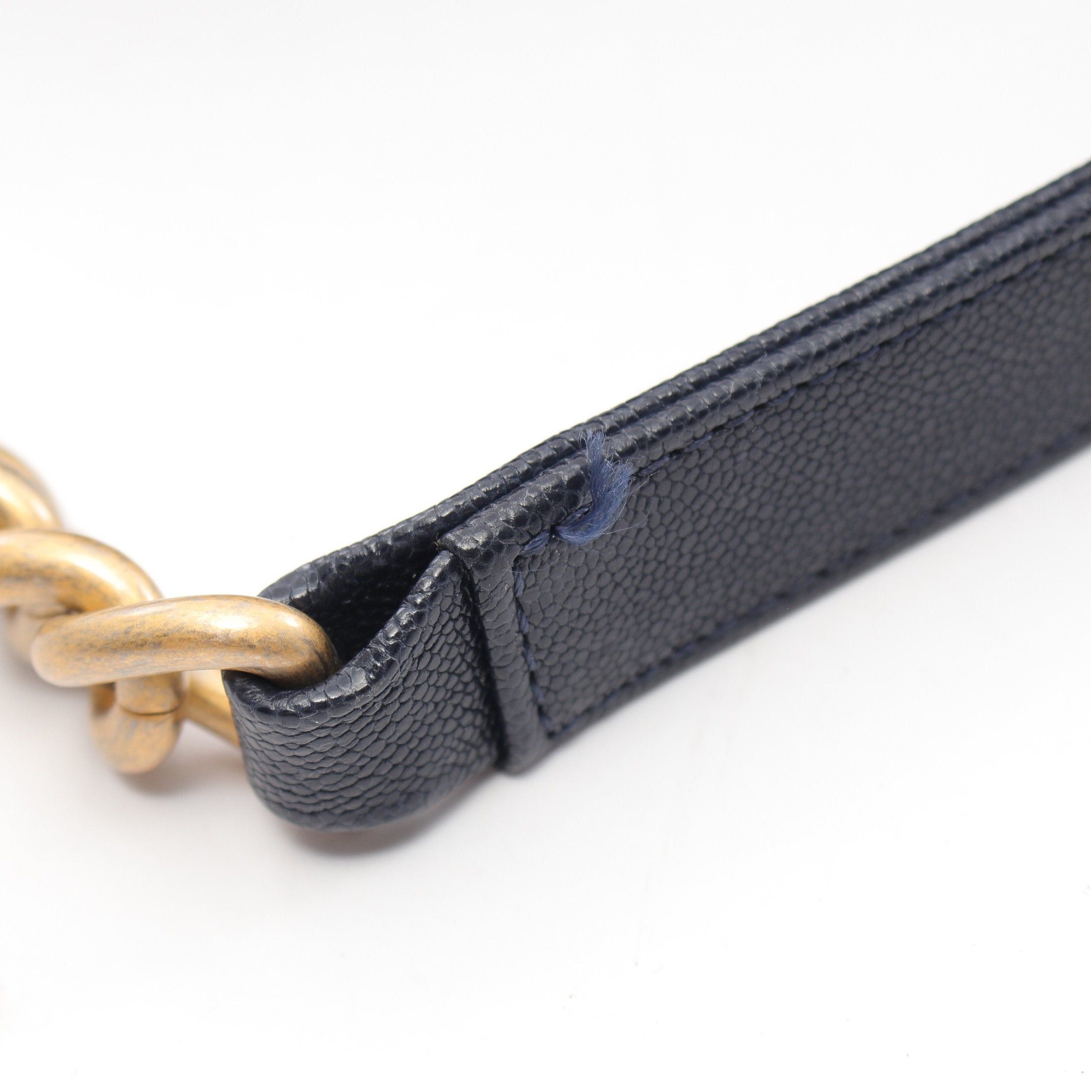 Chanel Chanel Boy Chanel Matelasse Chain Shoulder Bag Caviar Skin Dark Navy Gold Hardware Size ONE SIZE - 7 Thumbnail