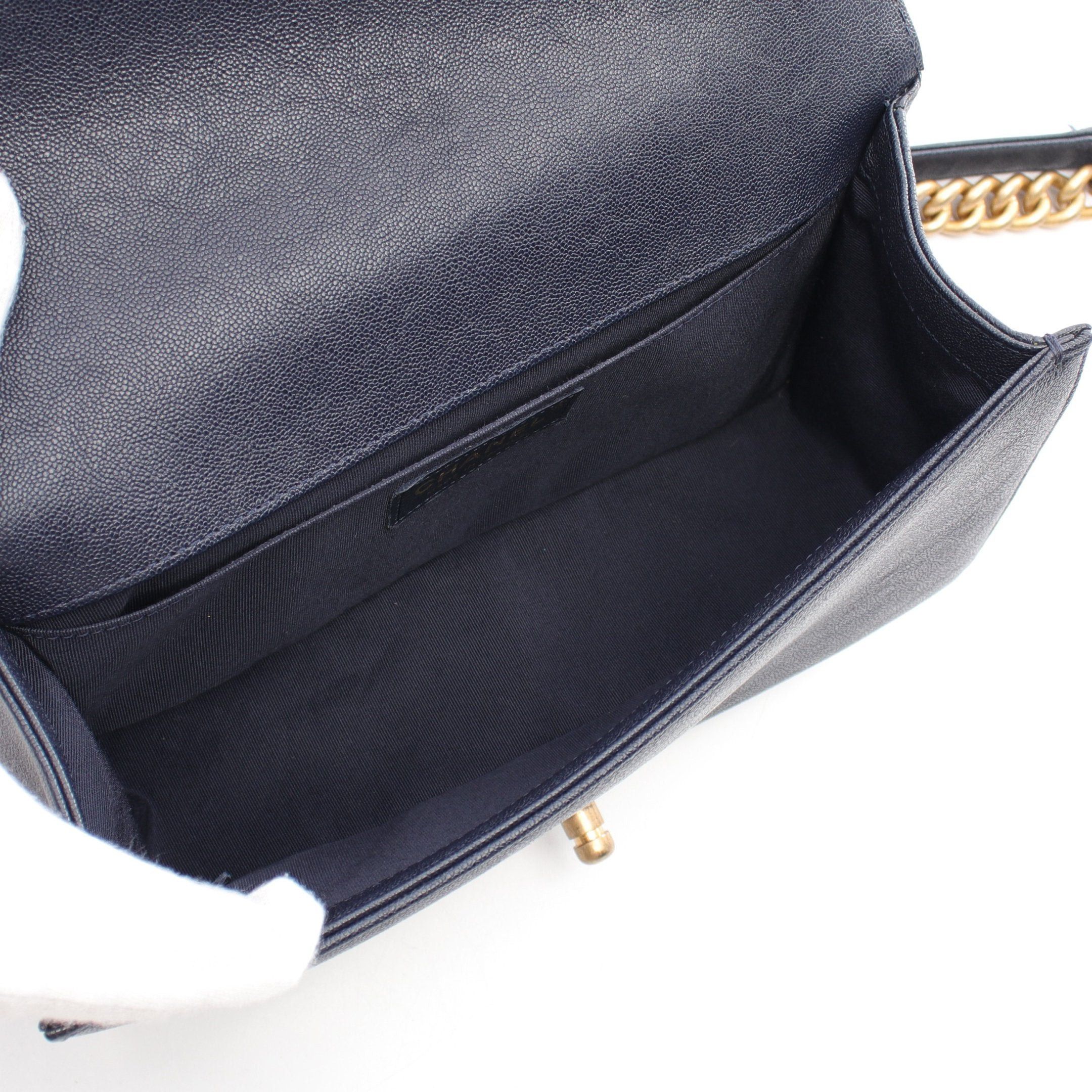 Chanel Chanel Boy Chanel Matelasse Chain Shoulder Bag Caviar Skin Dark Navy Gold Hardware Size ONE SIZE - 3 Thumbnail