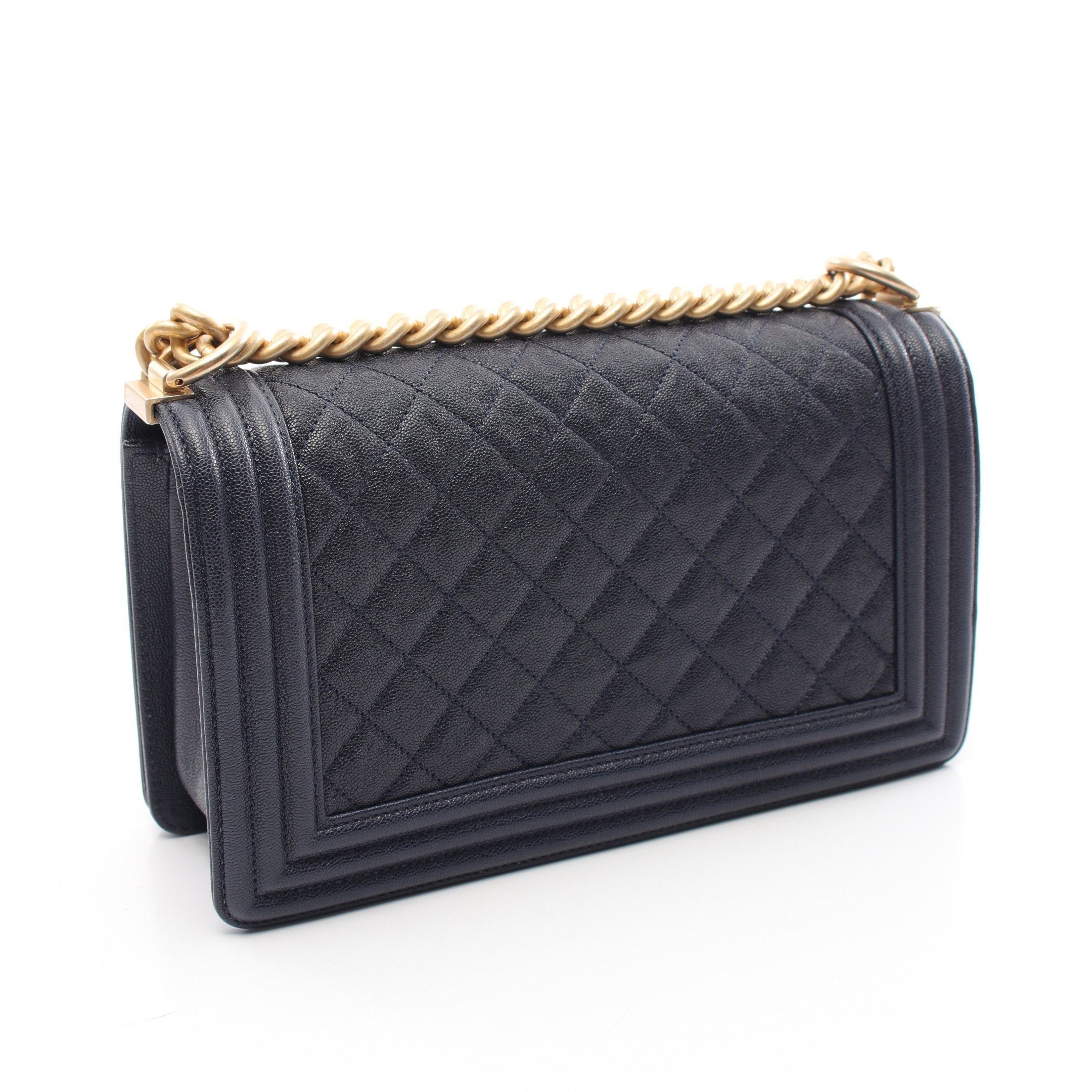 Chanel Chanel Boy Chanel Matelasse Chain Shoulder Bag Caviar Skin Dark Navy Gold Hardware Size ONE SIZE - 2 Thumbnail
