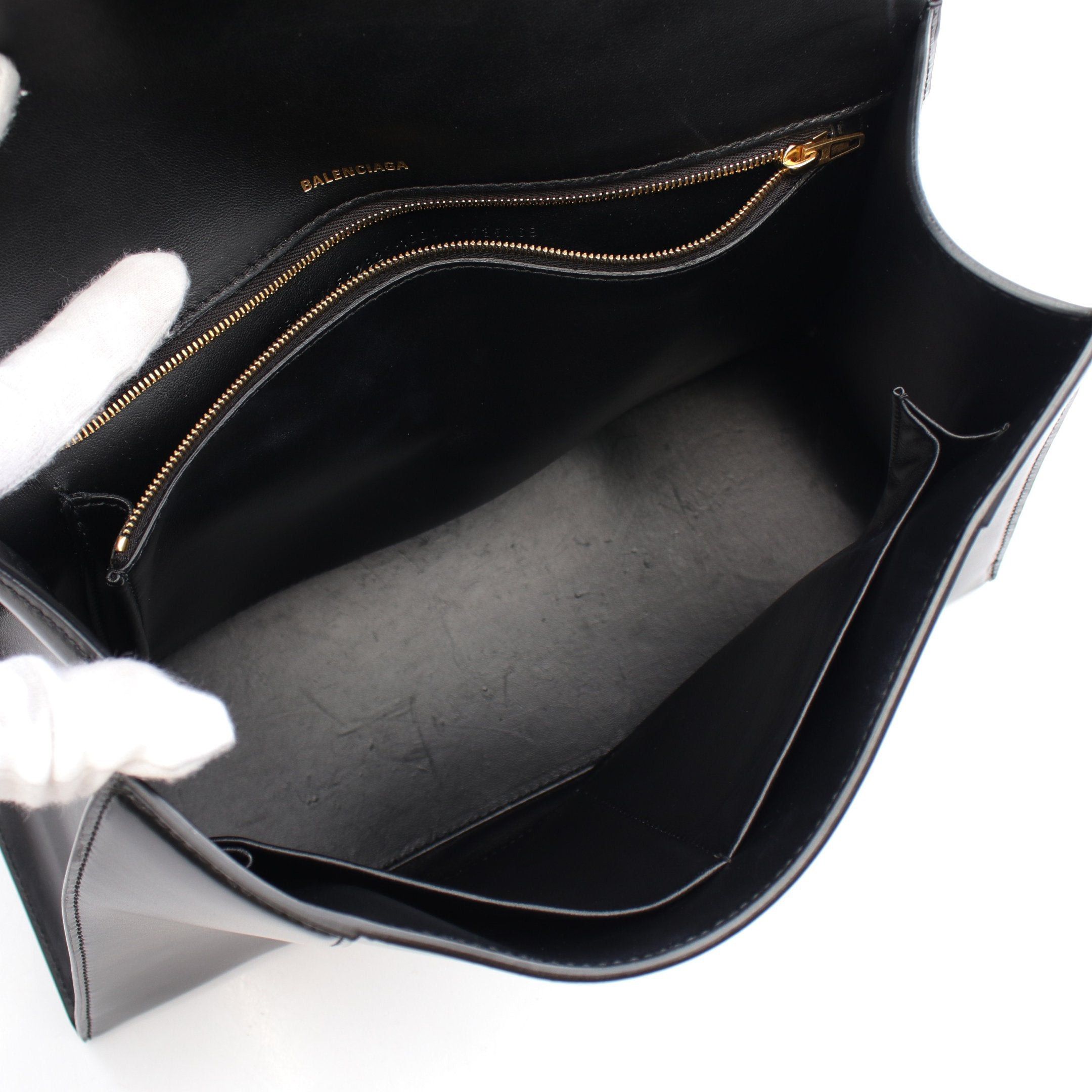 Balenciaga Balenciaga Hour Glass Handbag Leather Black Size ONE SIZE - 3 Thumbnail