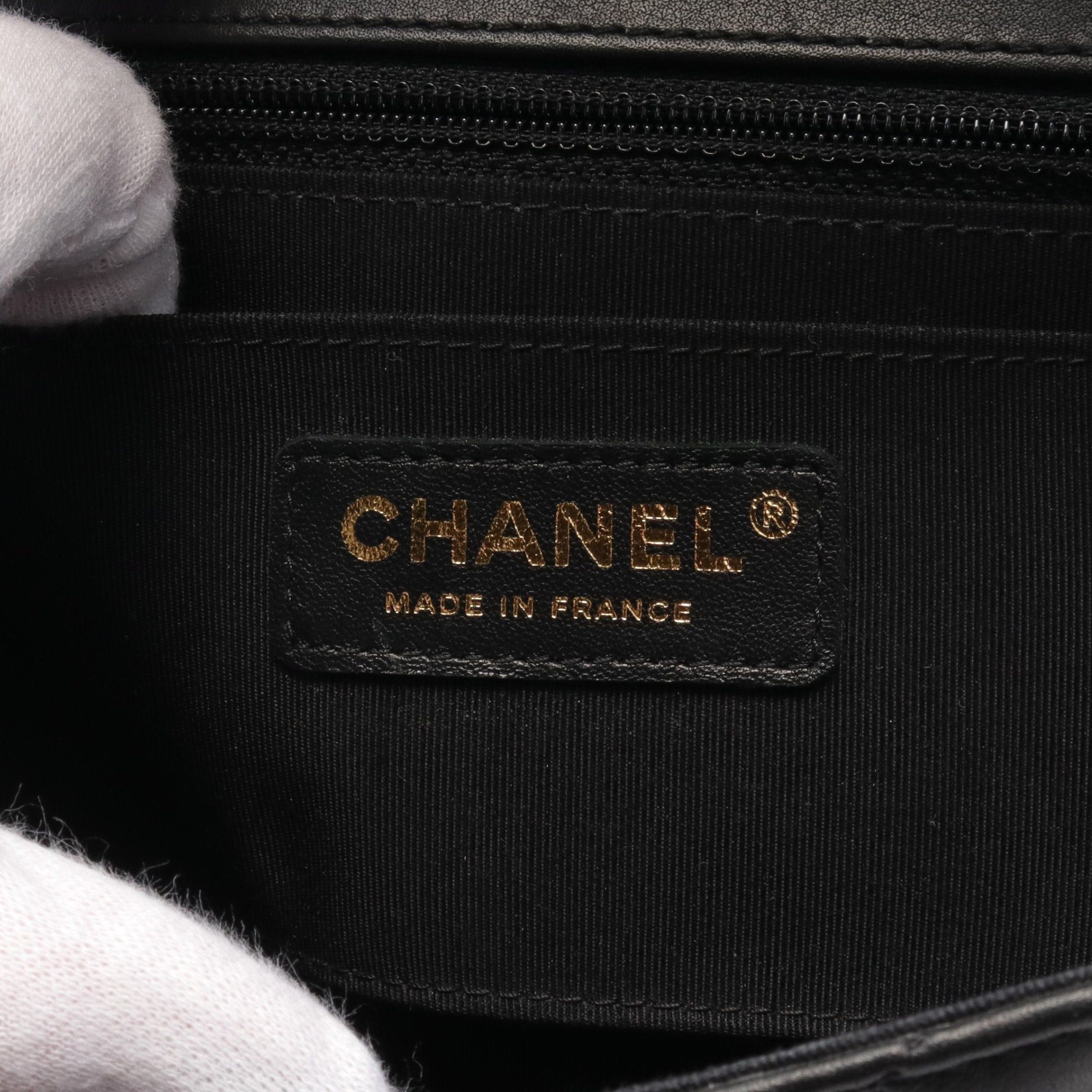 Chanel Chanel Chevron V-Stitch Full Flap Double Chain Shoulder Bag Lambskin Black Gold Hardware Size ONE SIZE - 4 Thumbnail