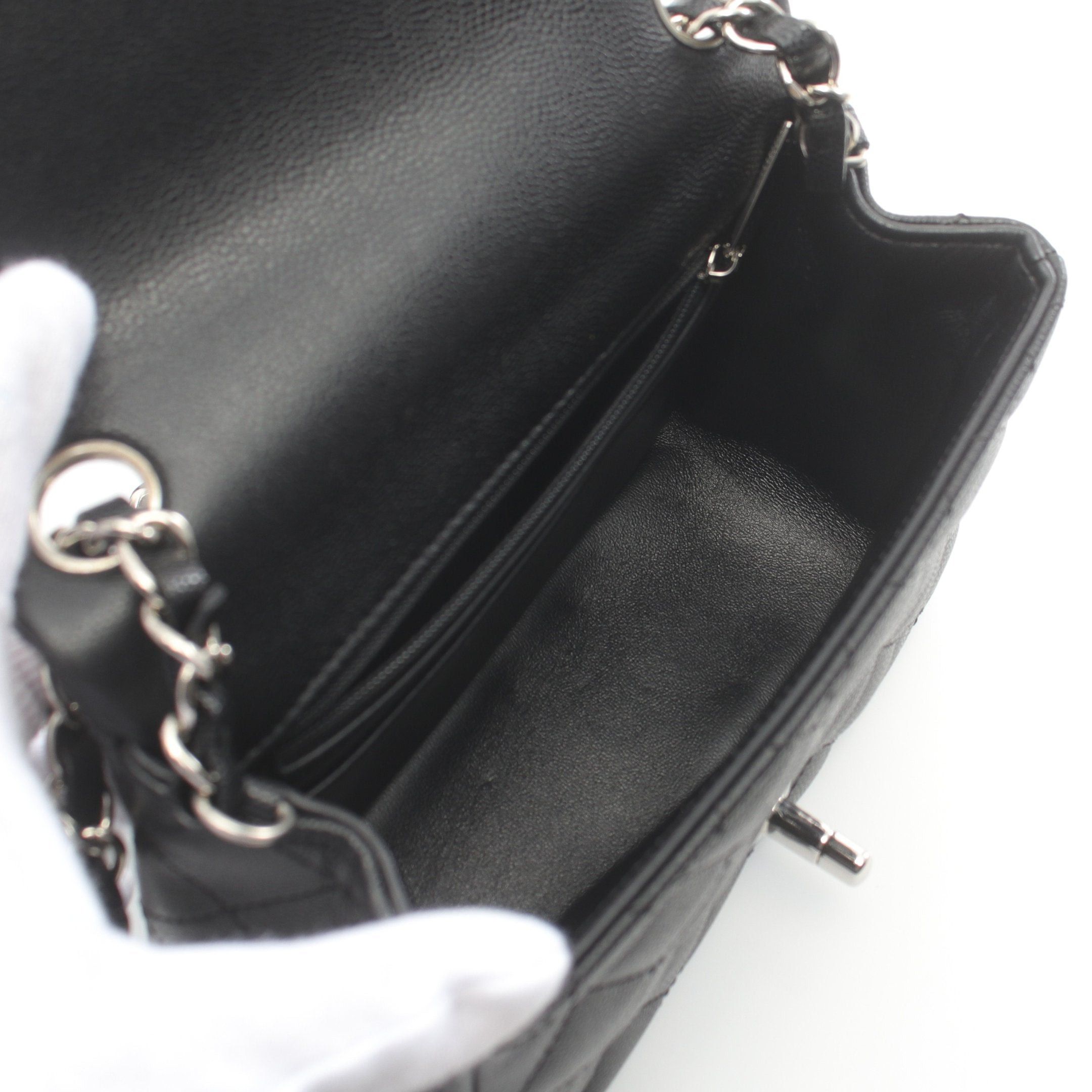 Chanel Chanel Mini Matelasse Chain Shoulder Bag Caviar Skin Black Silver Hardware Size ONE SIZE - 3 Thumbnail