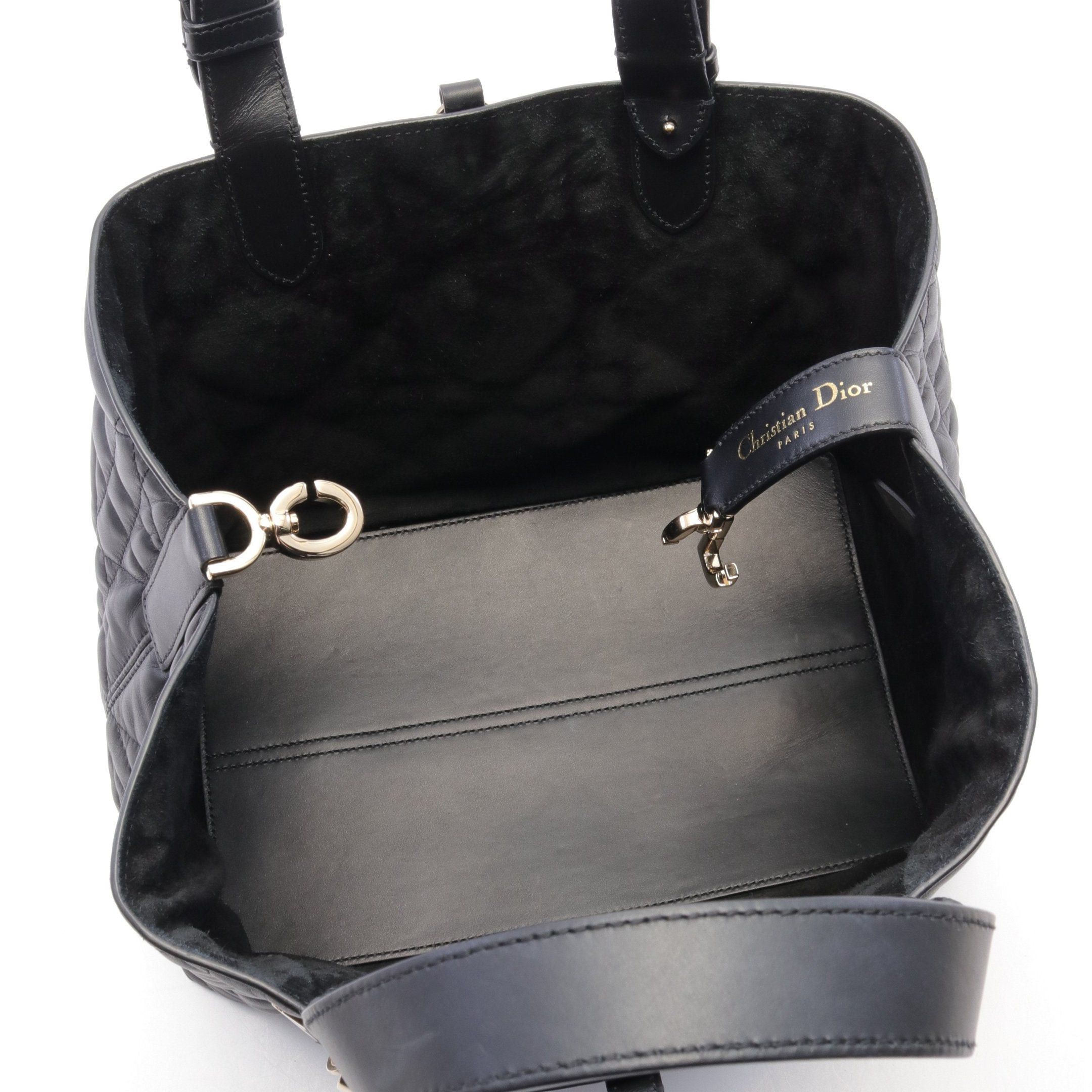 Dior Dior Toujours 2Jours Medium Macro Cannage Handbag Leather Black Size ONE SIZE - 3 Thumbnail