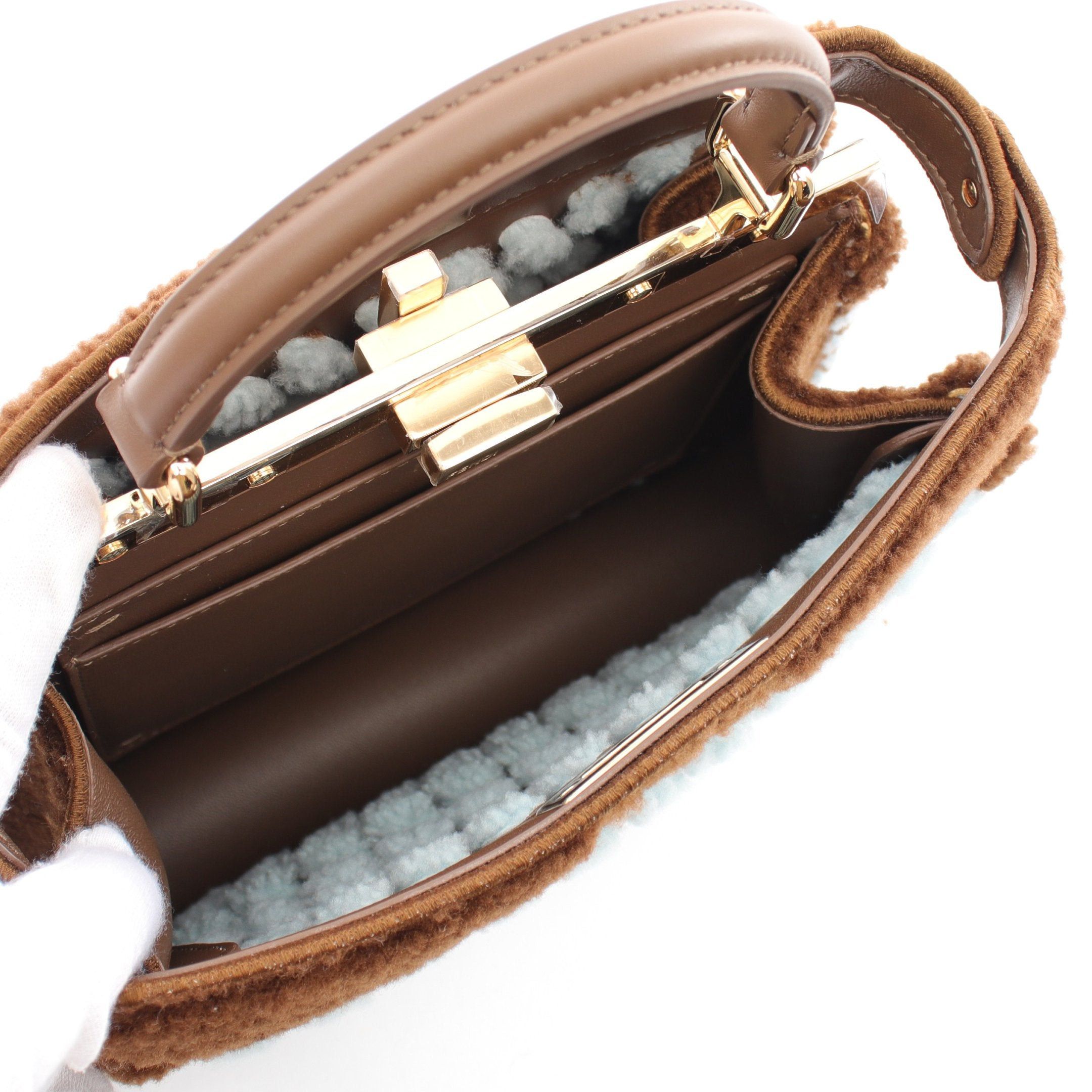 Fendi Fendi Peekaboo Isee U Small Selleria Handbag Fabric Leather Brown Light Blue Size ONE SIZE - 3 Thumbnail