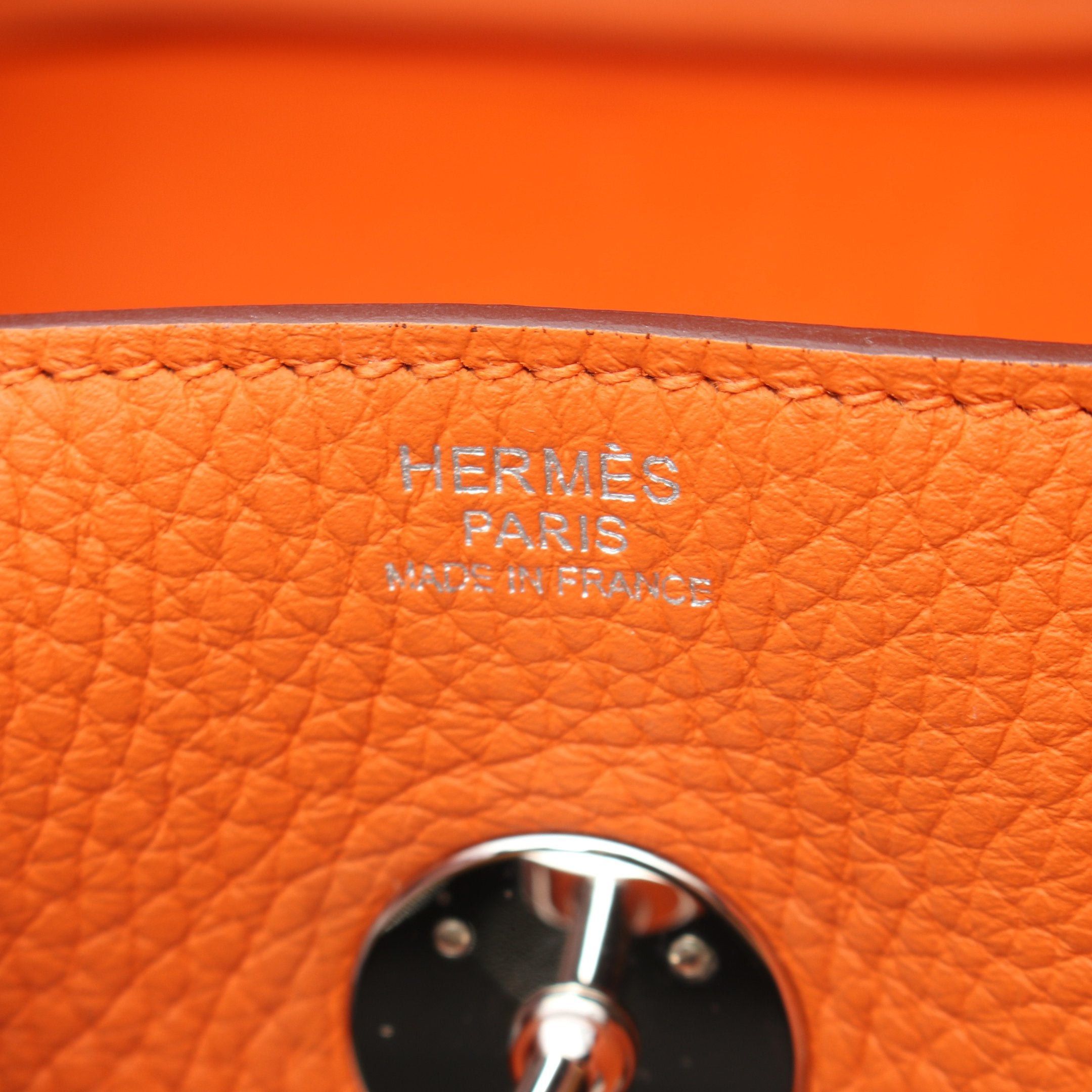 Hermes Hermes Lindy 30 Shoulder Bag Clemence Leather Orange Silver Hardware □O Stamp Size ONE SIZE - 4 Thumbnail
