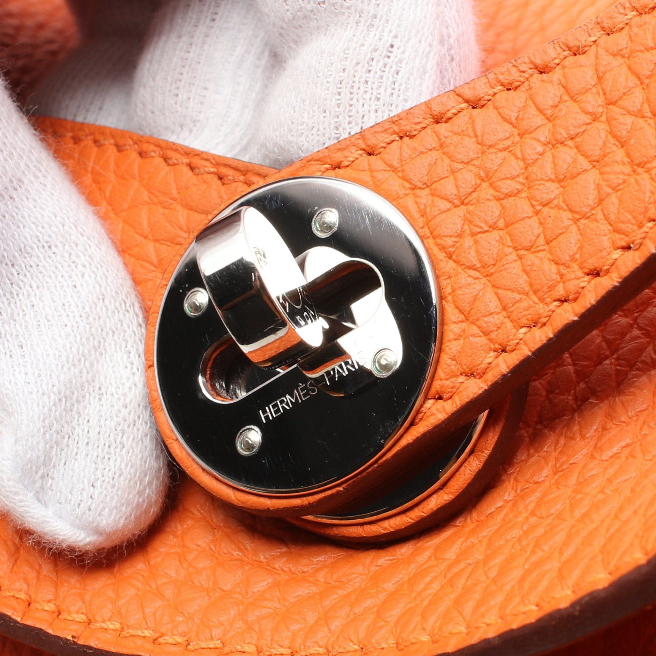 Hermes Hermes Lindy 30 Shoulder Bag Clemence Leather Orange Silver Hardware □O Stamp Size ONE SIZE - 11 Thumbnail