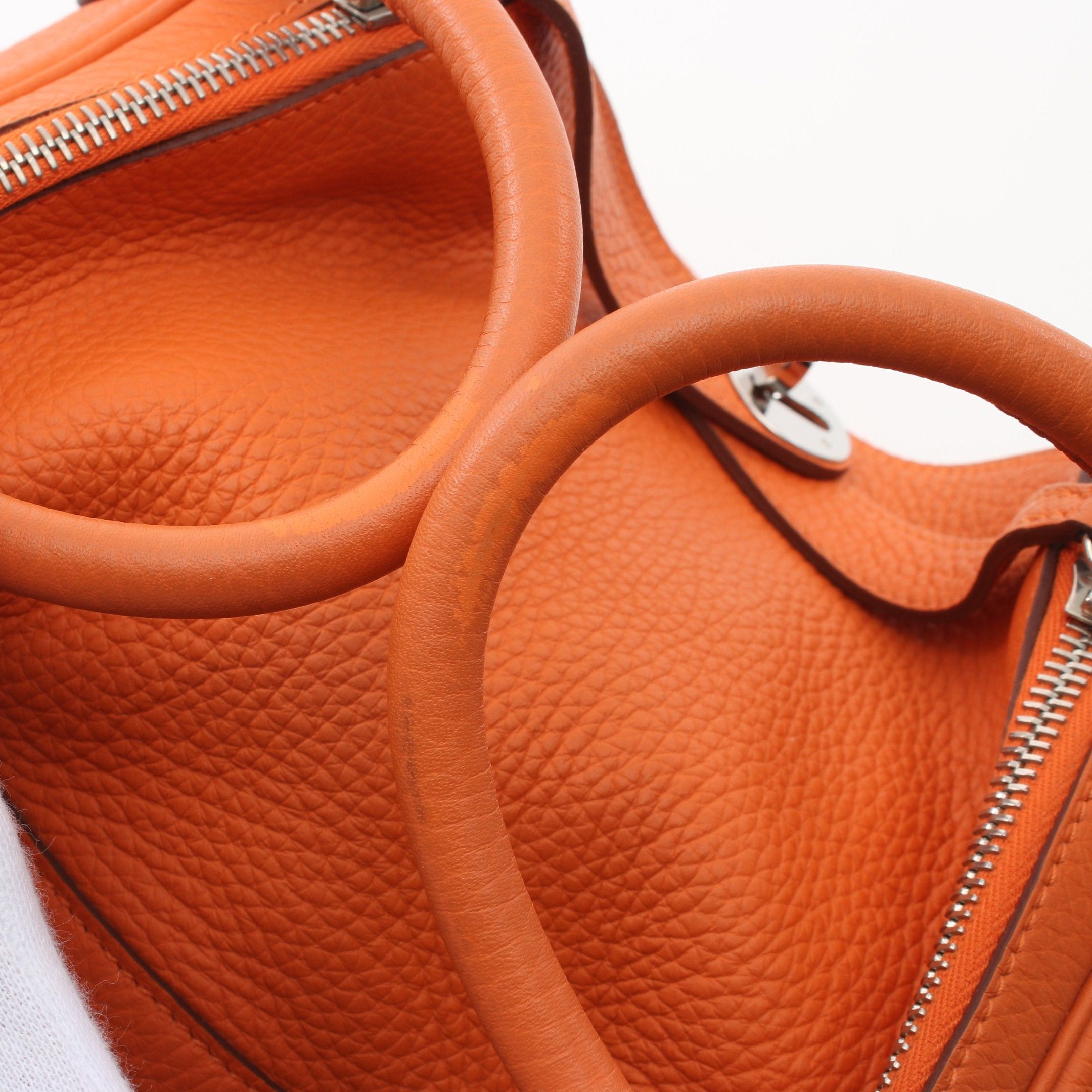 Hermes Hermes Lindy 30 Shoulder Bag Clemence Leather Orange Silver Hardware □O Stamp Size ONE SIZE - 8 Thumbnail