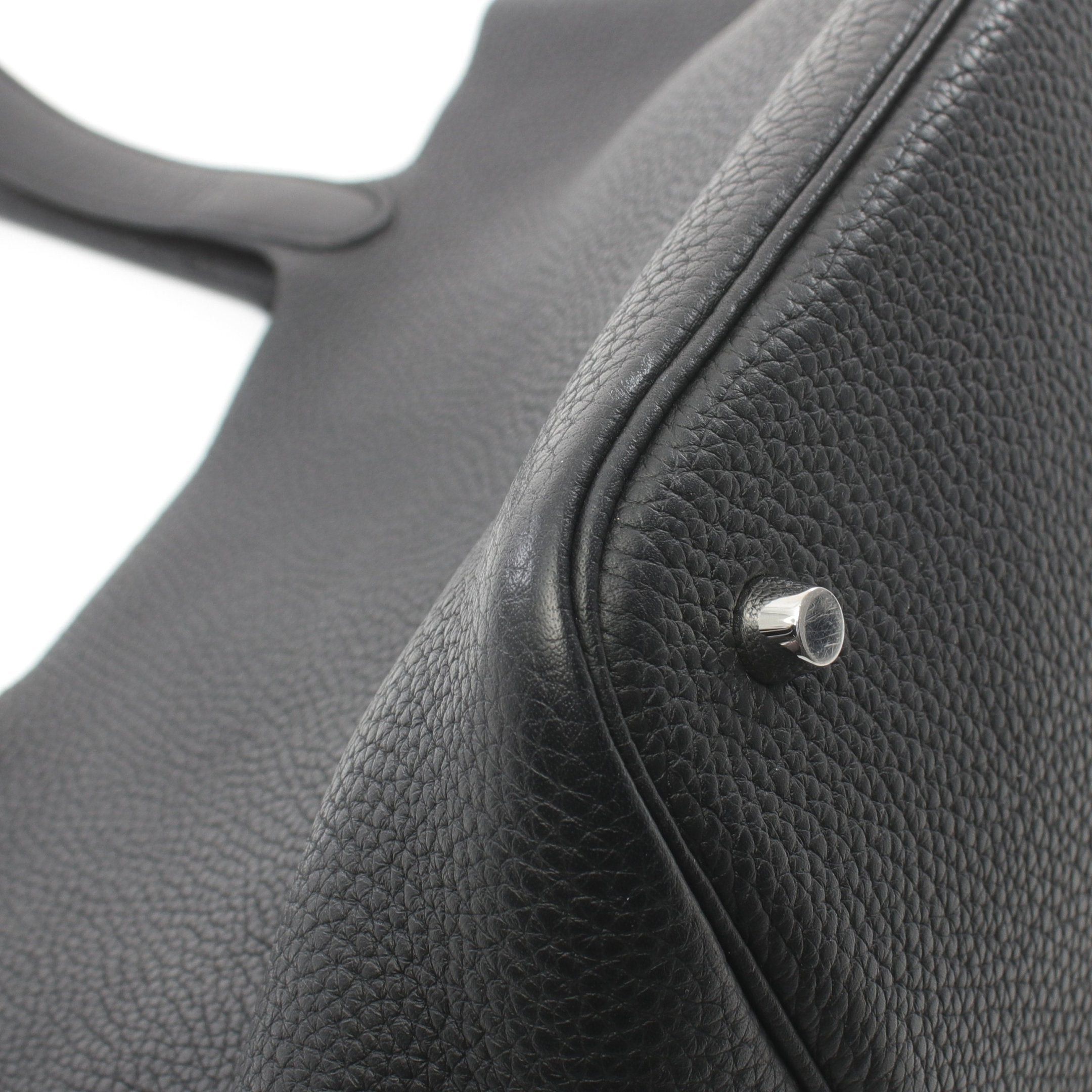 Hermes Hermes Picotane Lock Mm Handbag Clemence Leather Black Silver Hardware C Engraved Size ONE SIZE - 7 Thumbnail