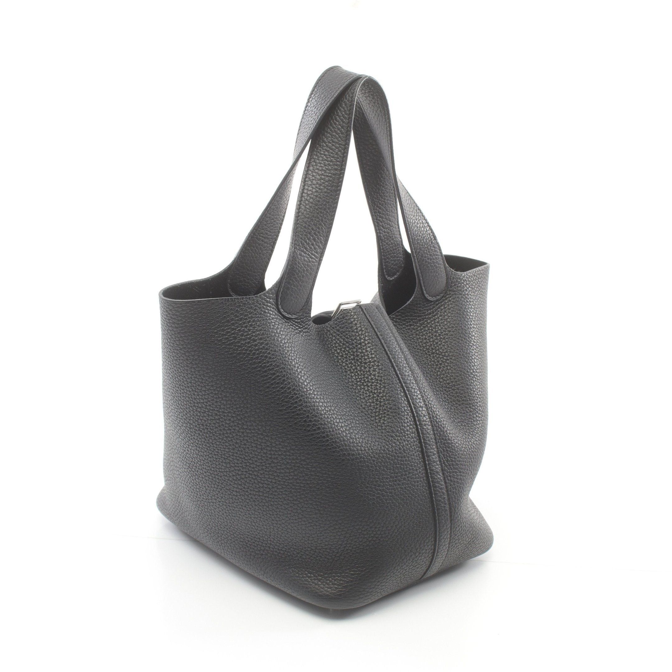 Hermes Hermes Picotane Lock Mm Handbag Clemence Leather Black Silver Hardware C Engraved Size ONE SIZE - 2 Thumbnail