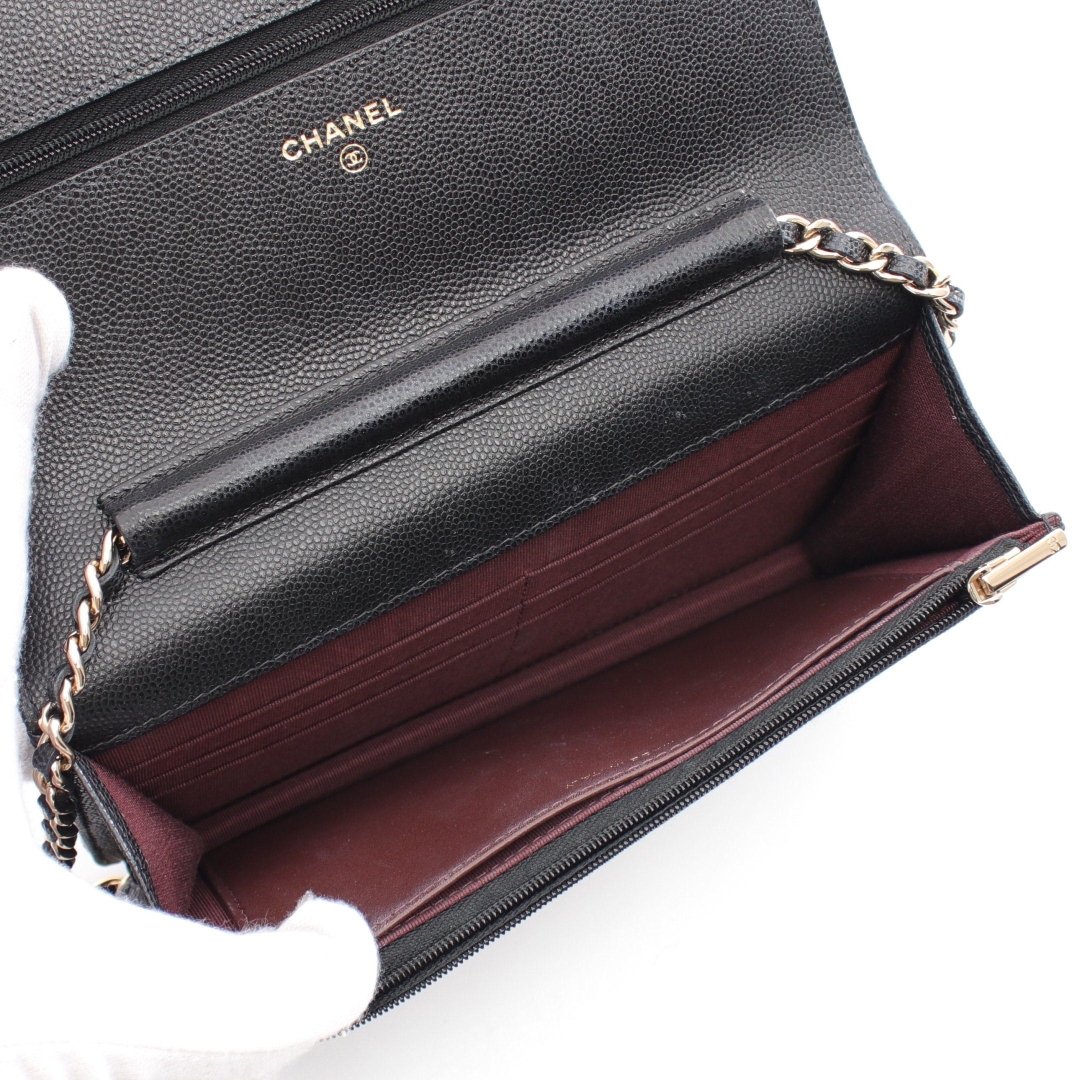 Chanel Chanel Matelasse Chain Wallet Caviar Skin Black Gold Hardware Size ONE SIZE - 3 Thumbnail