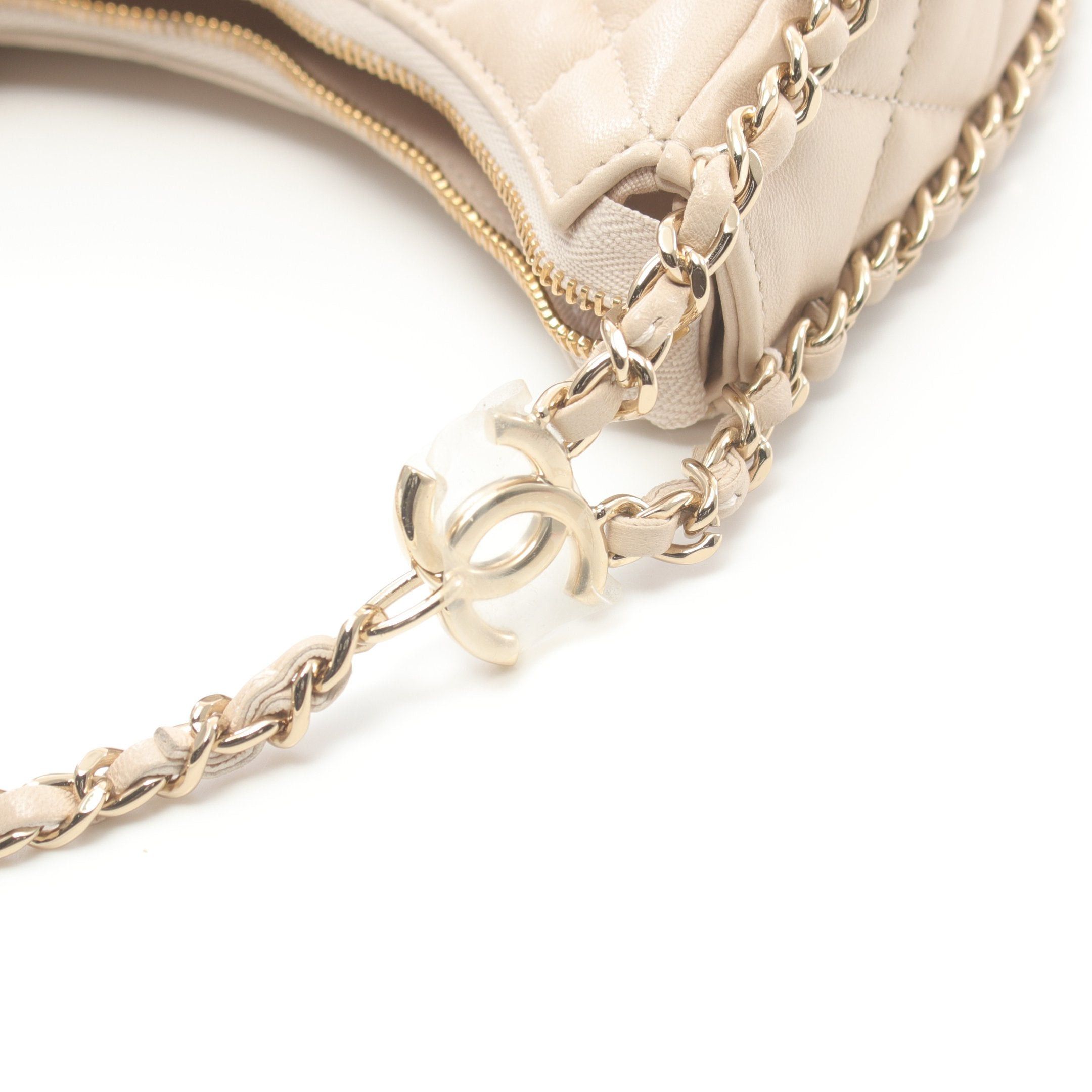 Chanel Chanel Matelasse Small Hobo Chain Shoulder Bag Lambskin Light Beige Gold Hardware Size ONE SIZE - 6 Thumbnail