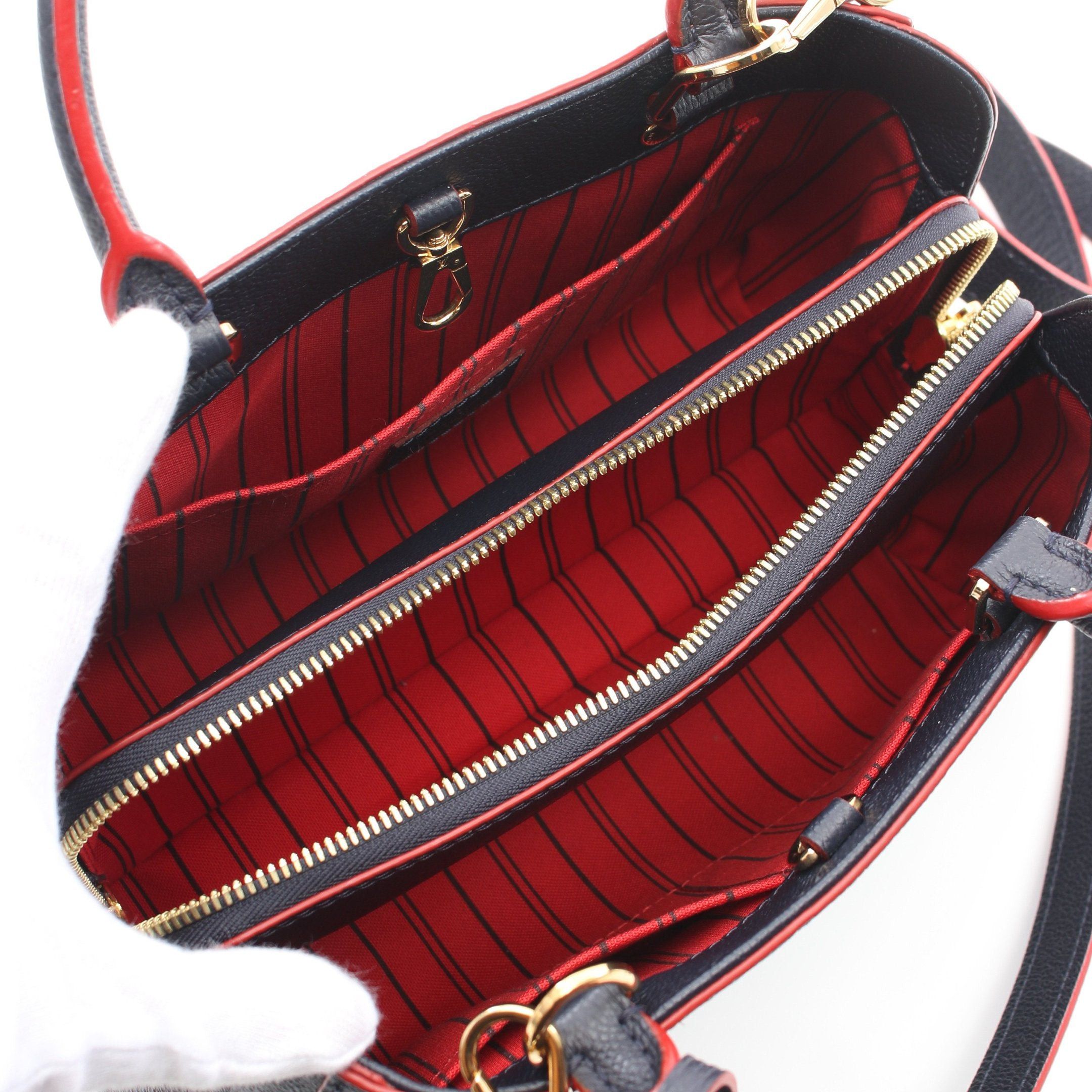 Louis Vuitton Louis Vuitton Montaigne Bb Monogram Empreinte Marine Rouge Handbag Leather Navy Size ONE SIZE - 3 Thumbnail