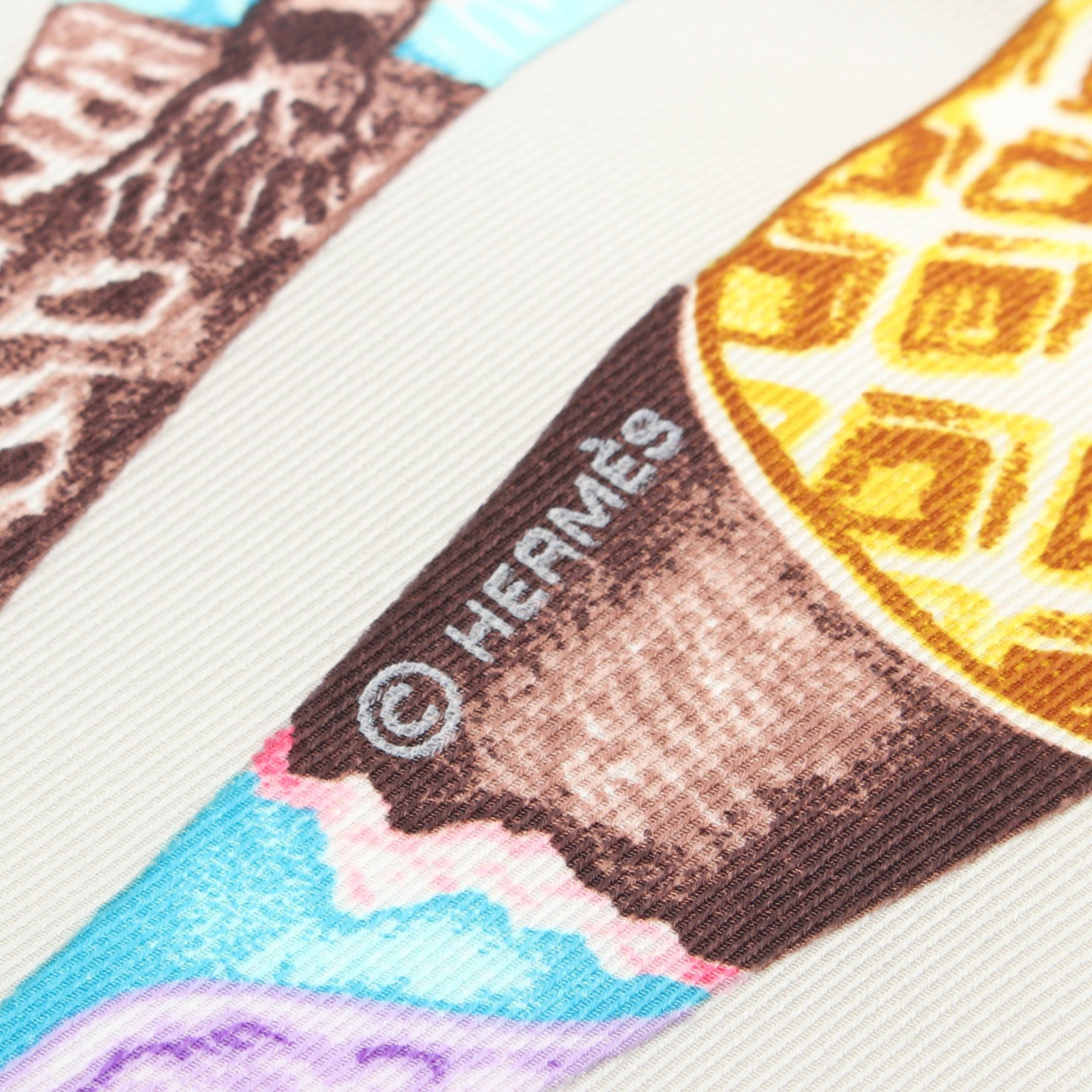 Hermes Hermes Carres 70 Funny Ice Cream Scarf Silk Light Gray Multicolor Size ONE SIZE - 2 Thumbnail