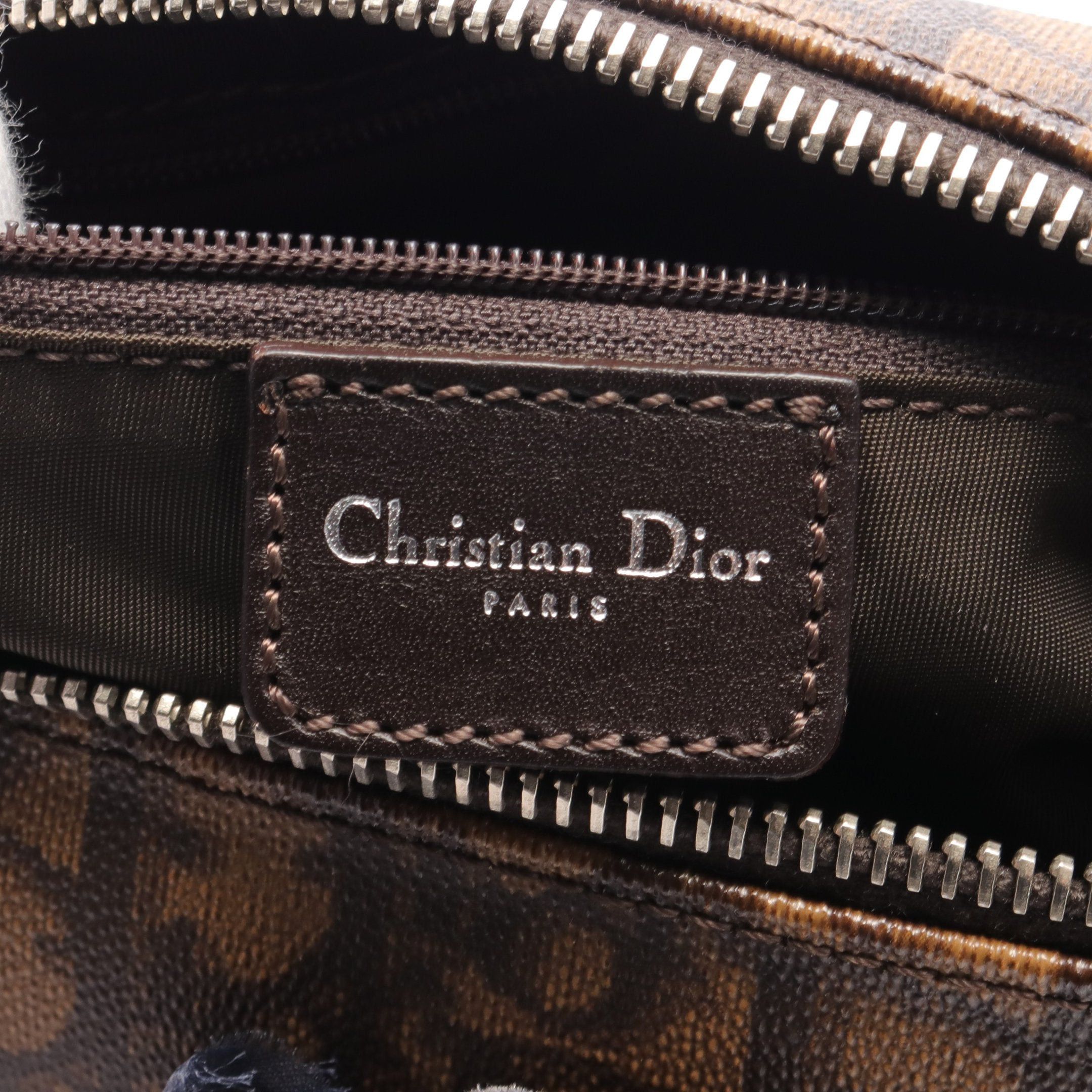 Dior Dior Oblique Handbag Mini Boston Bag Flower Motif Velor Brown Dark Size ONE SIZE - 4 Thumbnail