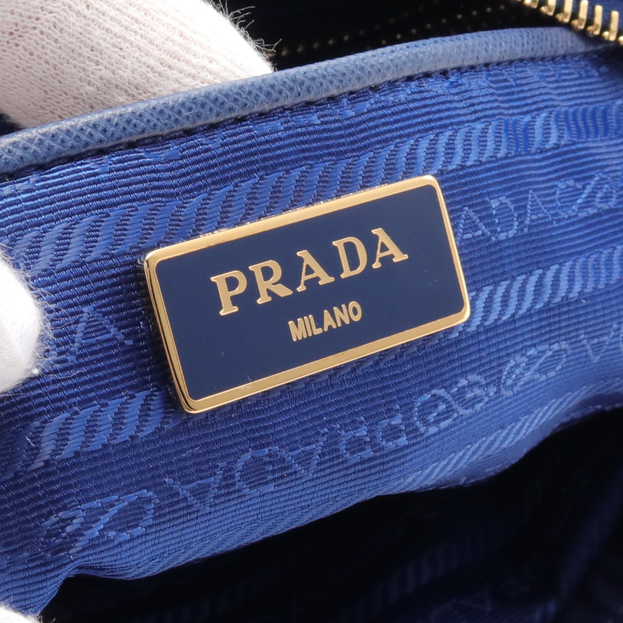 Prada Prada Handbag Tote Bag Nylon Saffiano Leather Blue Size ONE SIZE - 4 Thumbnail
