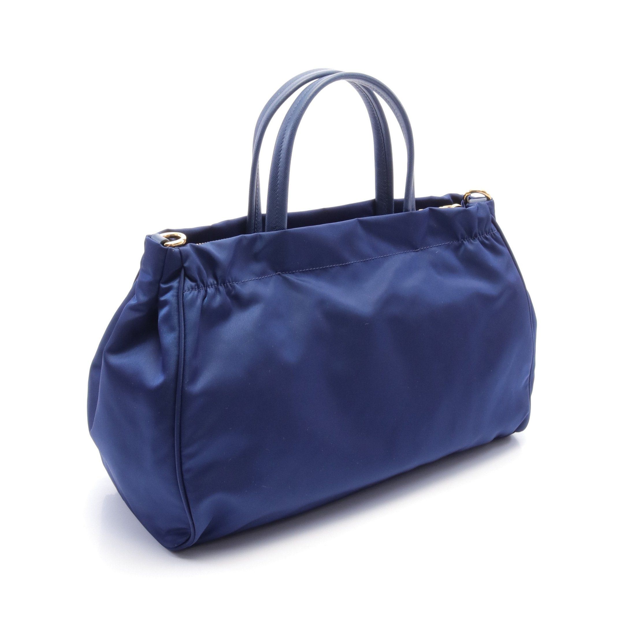 Prada Prada Handbag Tote Bag Nylon Saffiano Leather Blue Size ONE SIZE - 2 Thumbnail