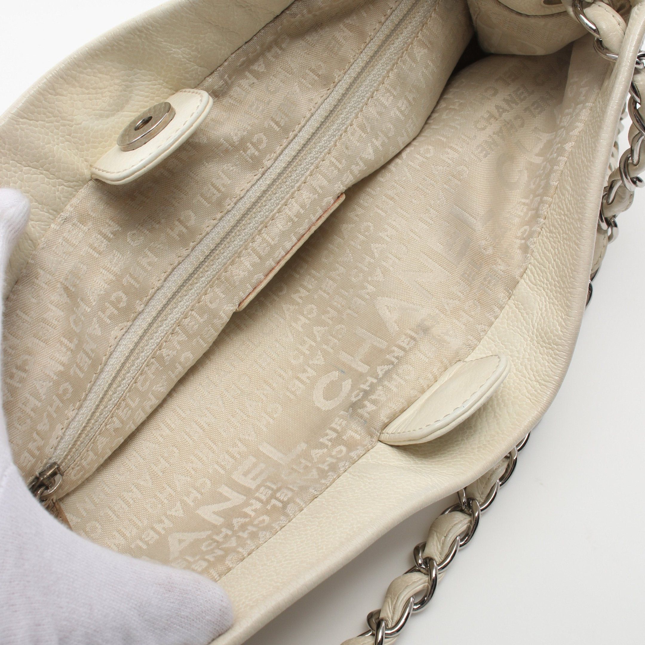 Chanel Chanel Coco Mark Chain Shoulder Bag Caviar Skin Ivory Silver Hardware Mesh Size ONE SIZE - 11 Thumbnail