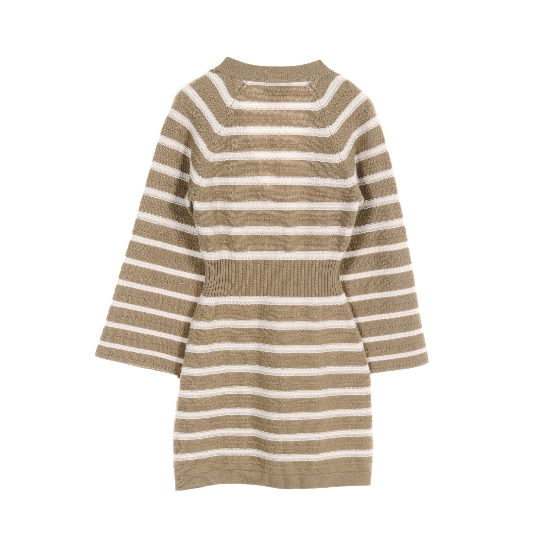 Chanel Chanel Long Cardigan Stripes Cashmere Gray Brown White Size ONE SIZE - 2 Thumbnail
